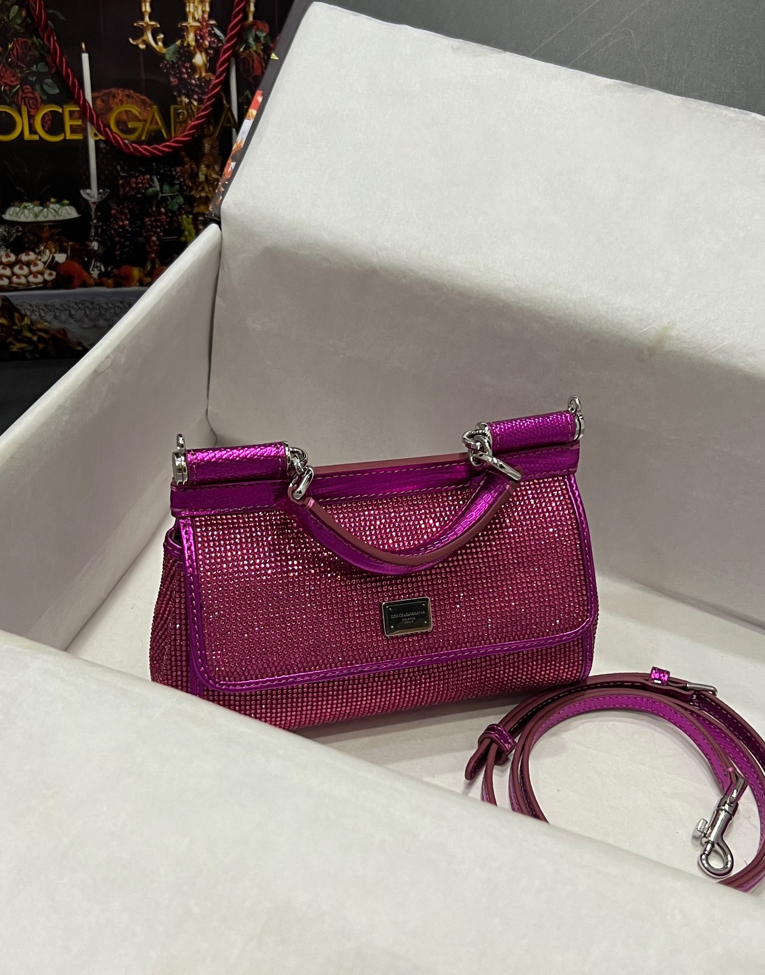 Dolce & Gabbana Mini Sicily rhinestone-embellished Tote