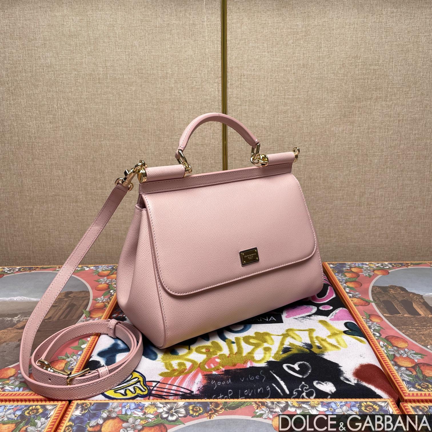 Dolce & Gabbana Pink Leather Medium Miss Sicily Top Handle Bag Dolce & Gabbana