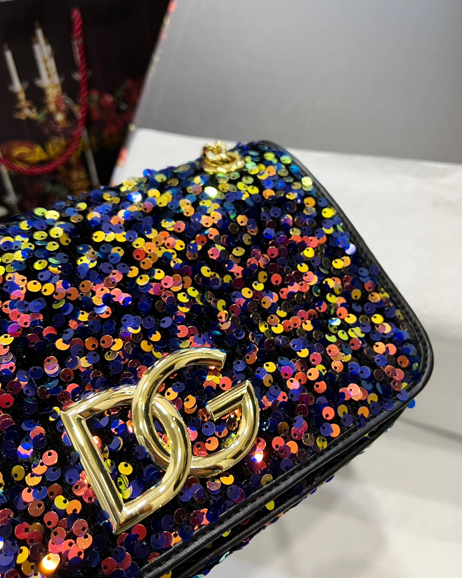 DOLCE & GABBANA Sequin DG 3.5 Shoulder Bag Multicolor