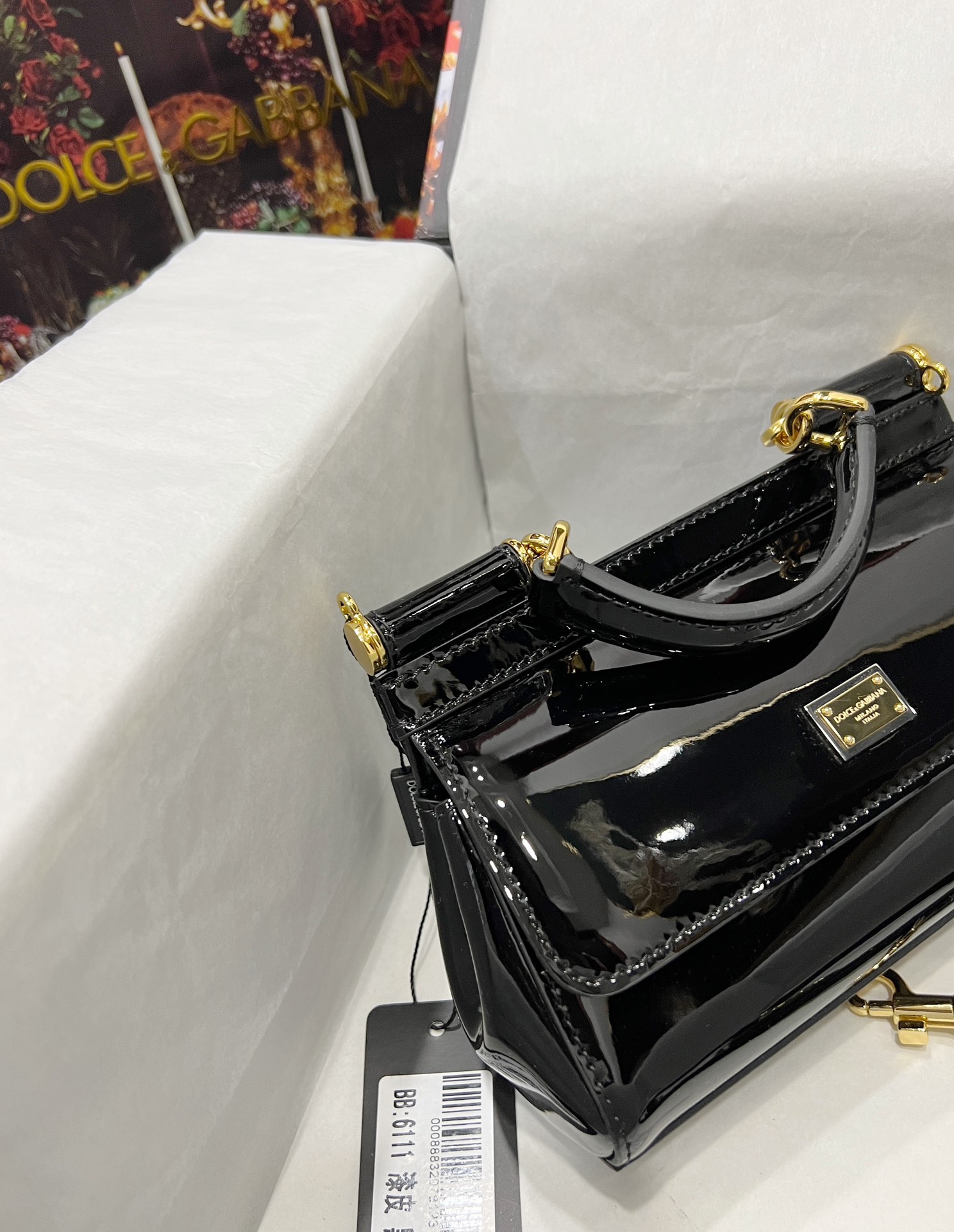 Dolce & Gabbana Sicily Black Patent Leather Crossbody Bag