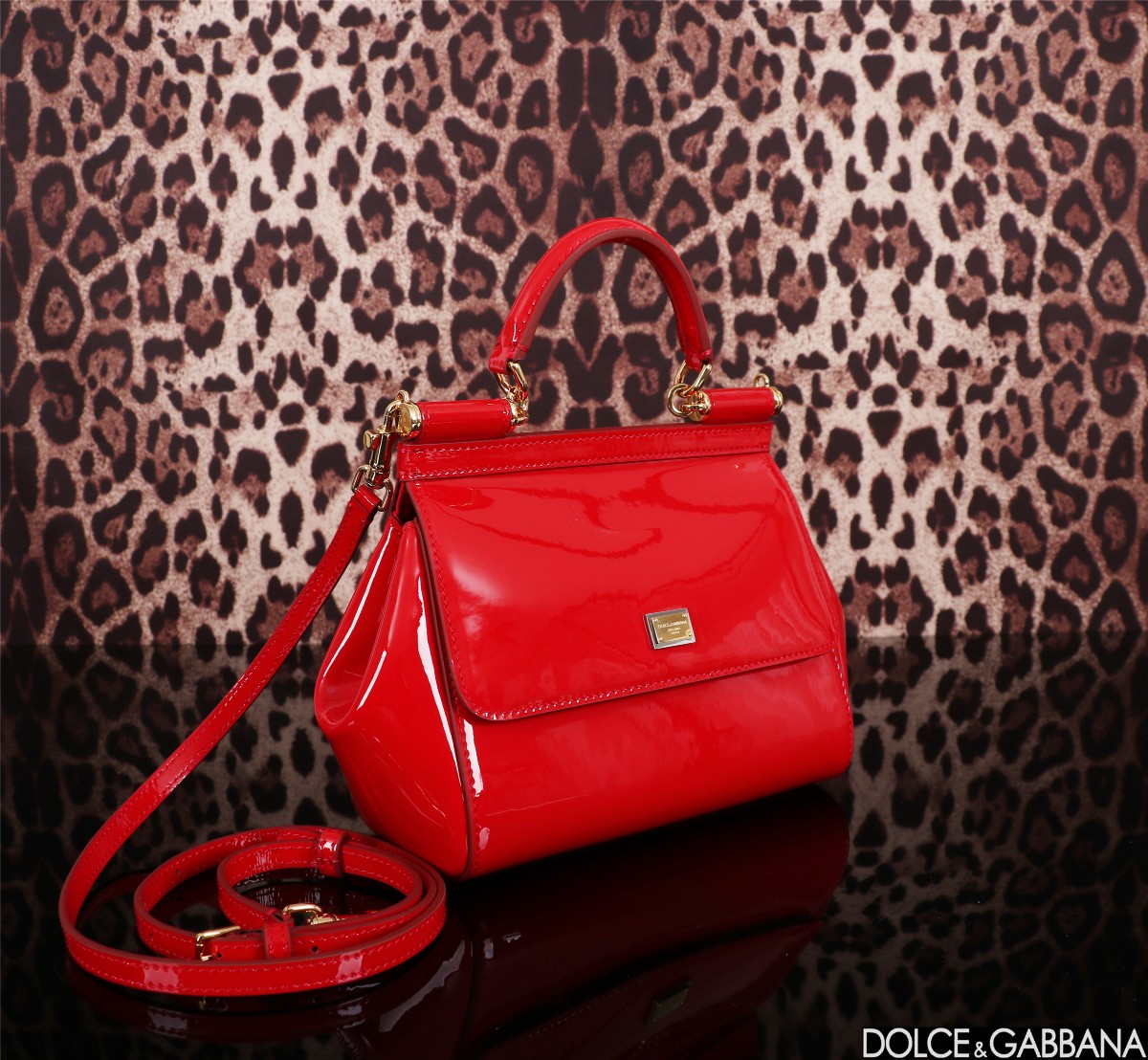 Dolce & Gabbana Sicily Medium Patent Leather Bag In Red |