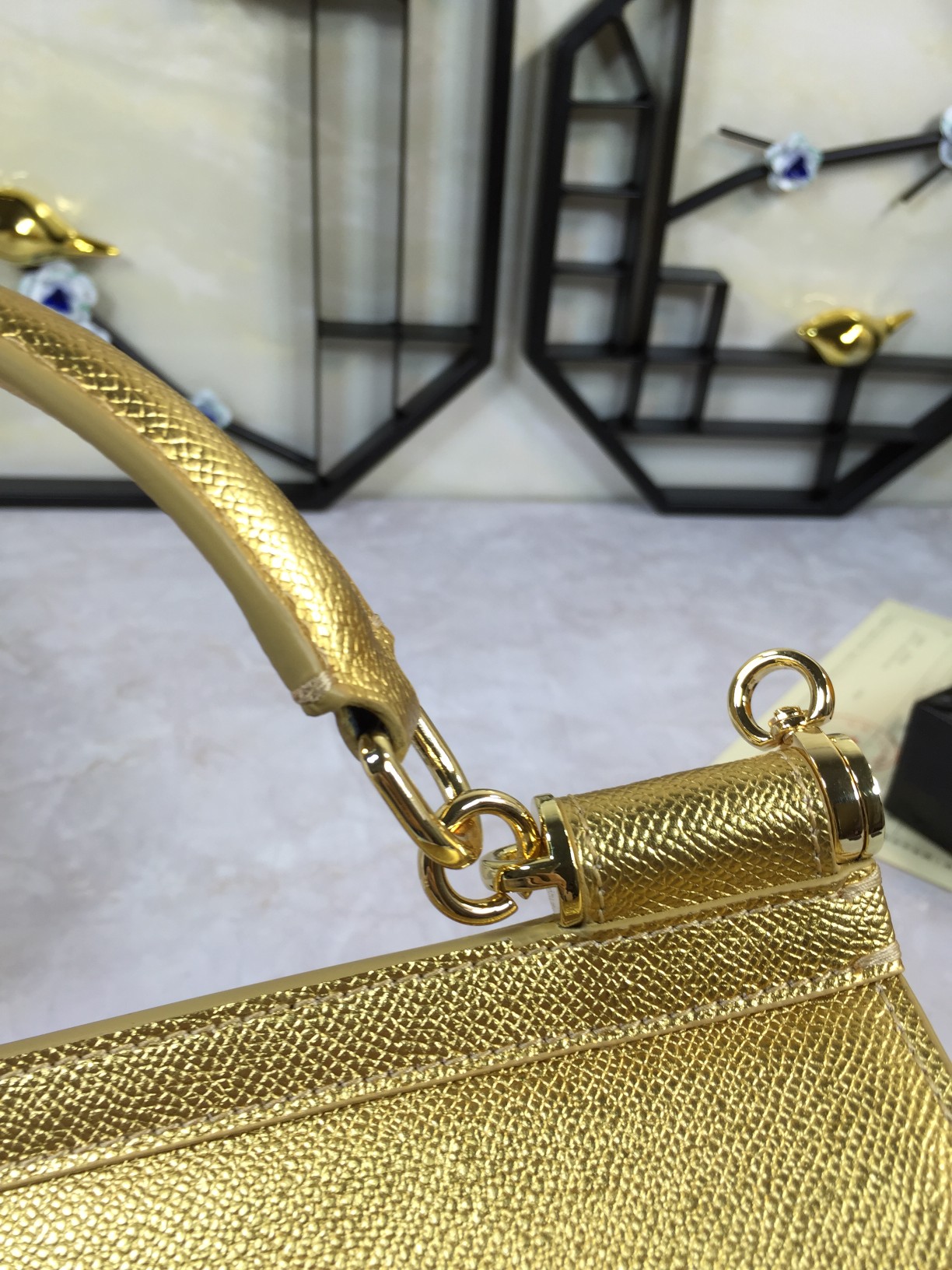 Dolce & Gabbana Sicily mini bag in Dauphine leather in Gold for Girls