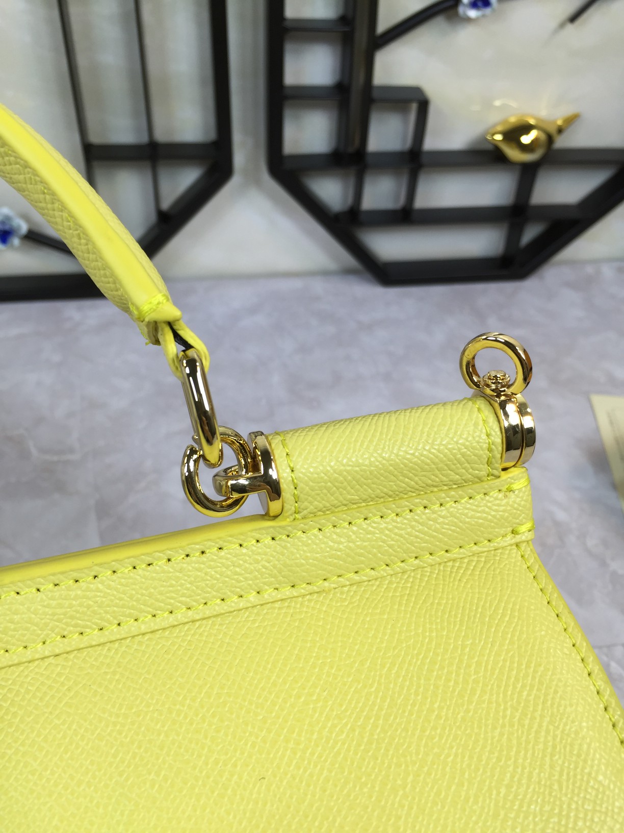 Dolce & Gabbana Sicily mini bag in plain calfskin in Yellow for Girls