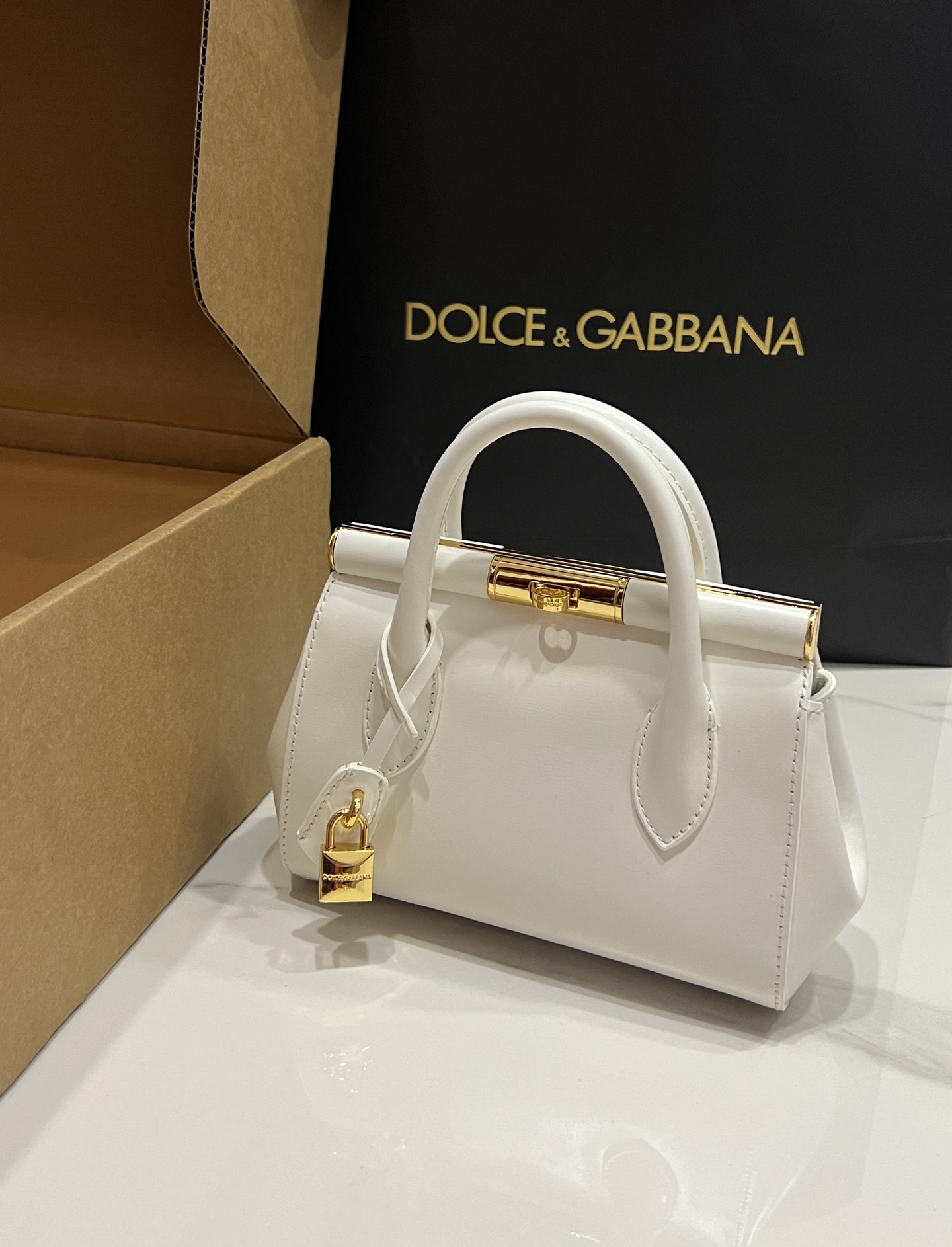 DOLCE & GABBANA Vitello Mini Marlene Day Bag White 166593