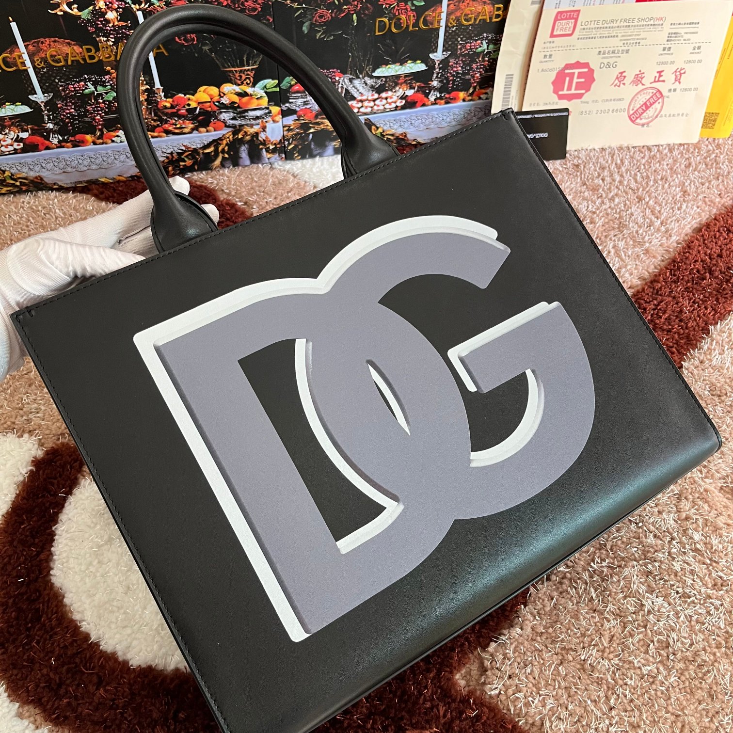 DOLCE & GABBANA Vitello Small Beatrice Logo Tote Black