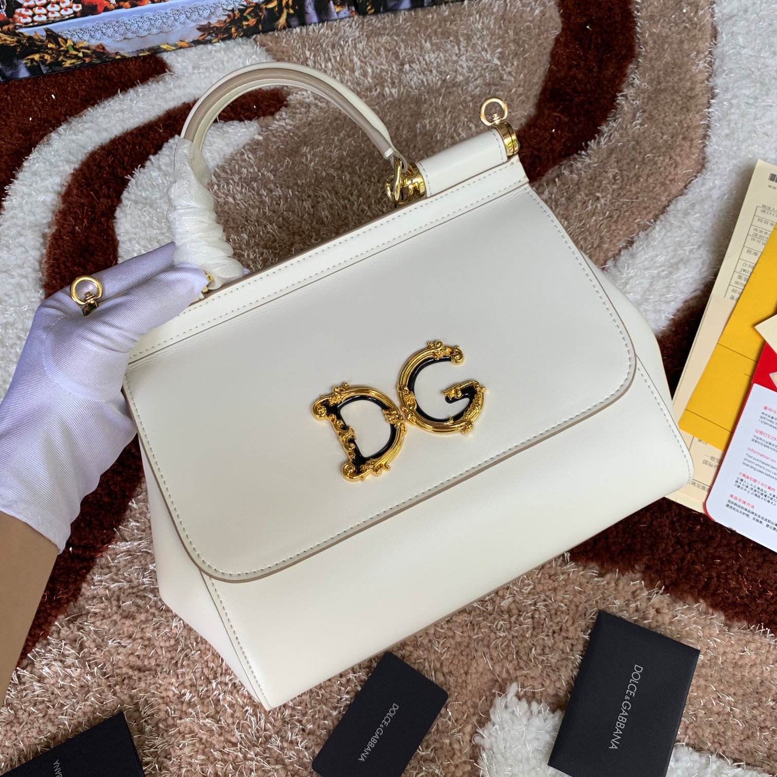 DOLCE & GABBANA WHITE SICILY BAG SATCHEL TOP