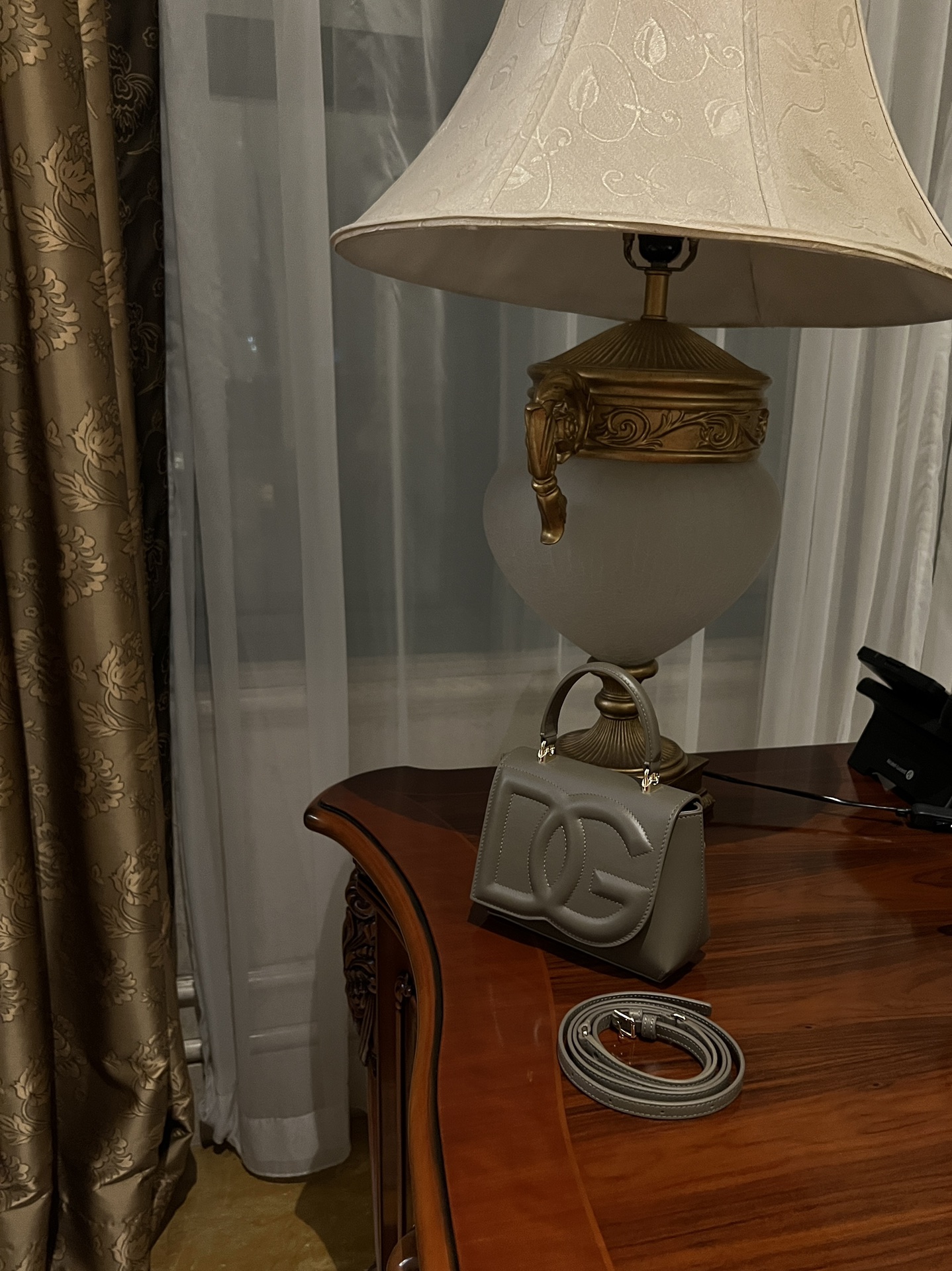 DOLCE GABBANA Calfskin DG Logo Top Handle Tote brown