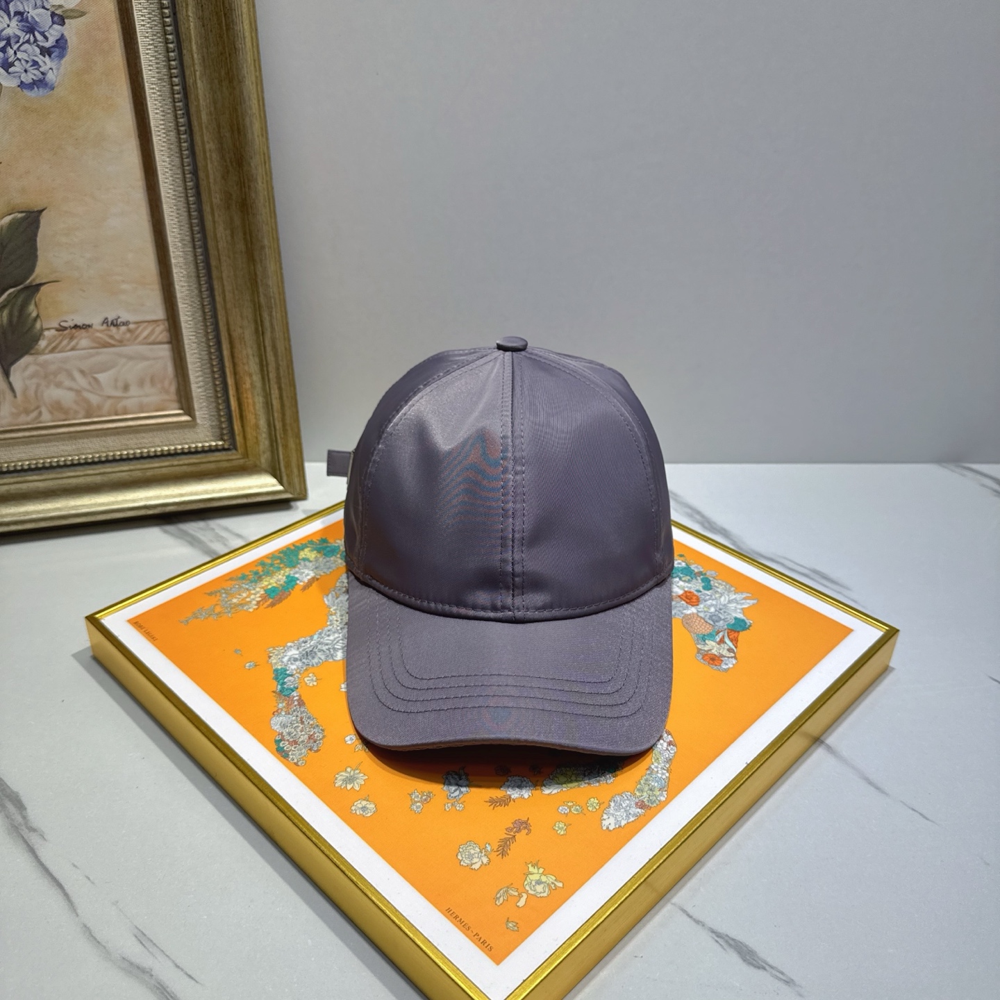 Hermes Gray Nylon Baseball Cap - Adjustable Designer Hat