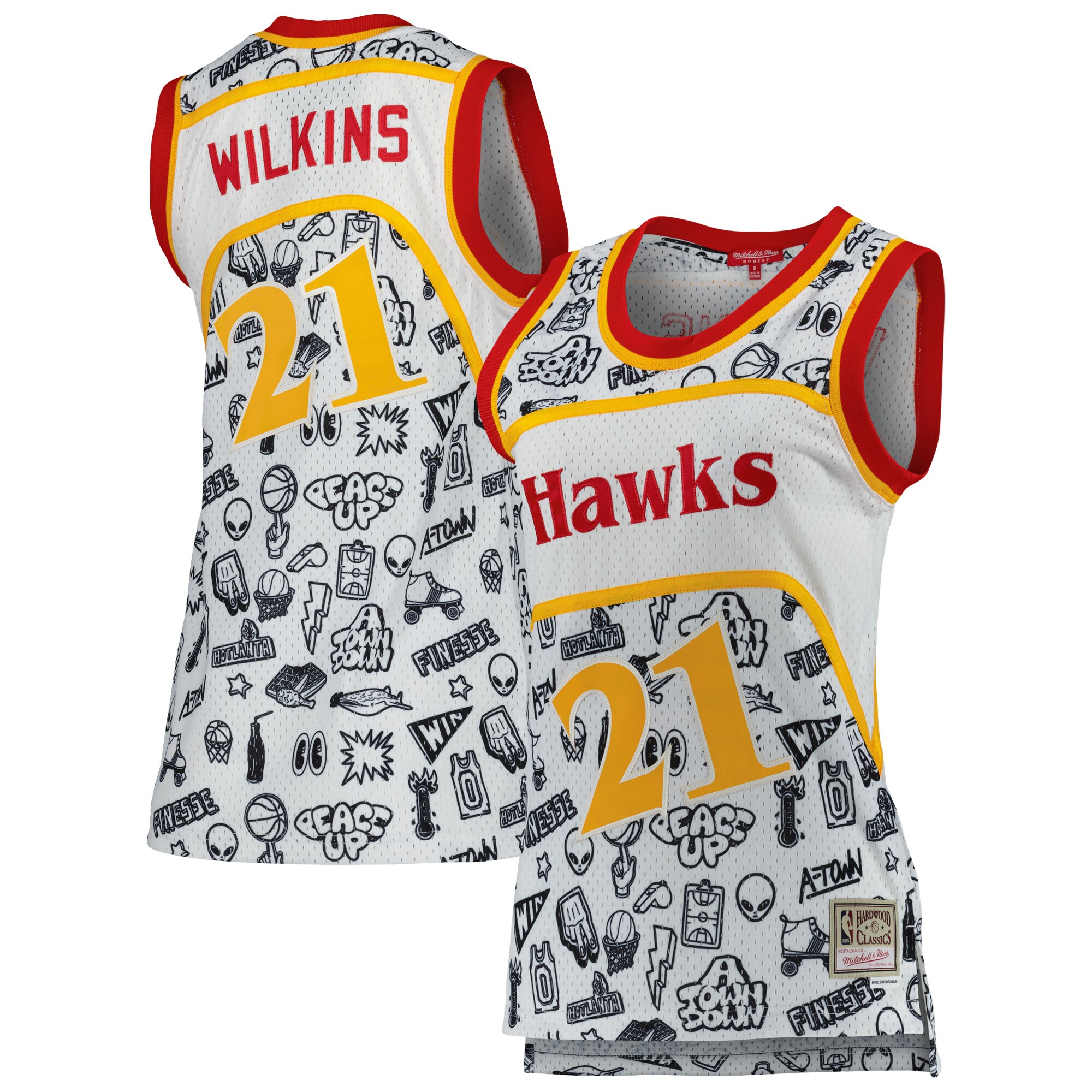 Amazing Mitchell & Ness Dominique Wilkins 1986 Doodle Swingman Jersey