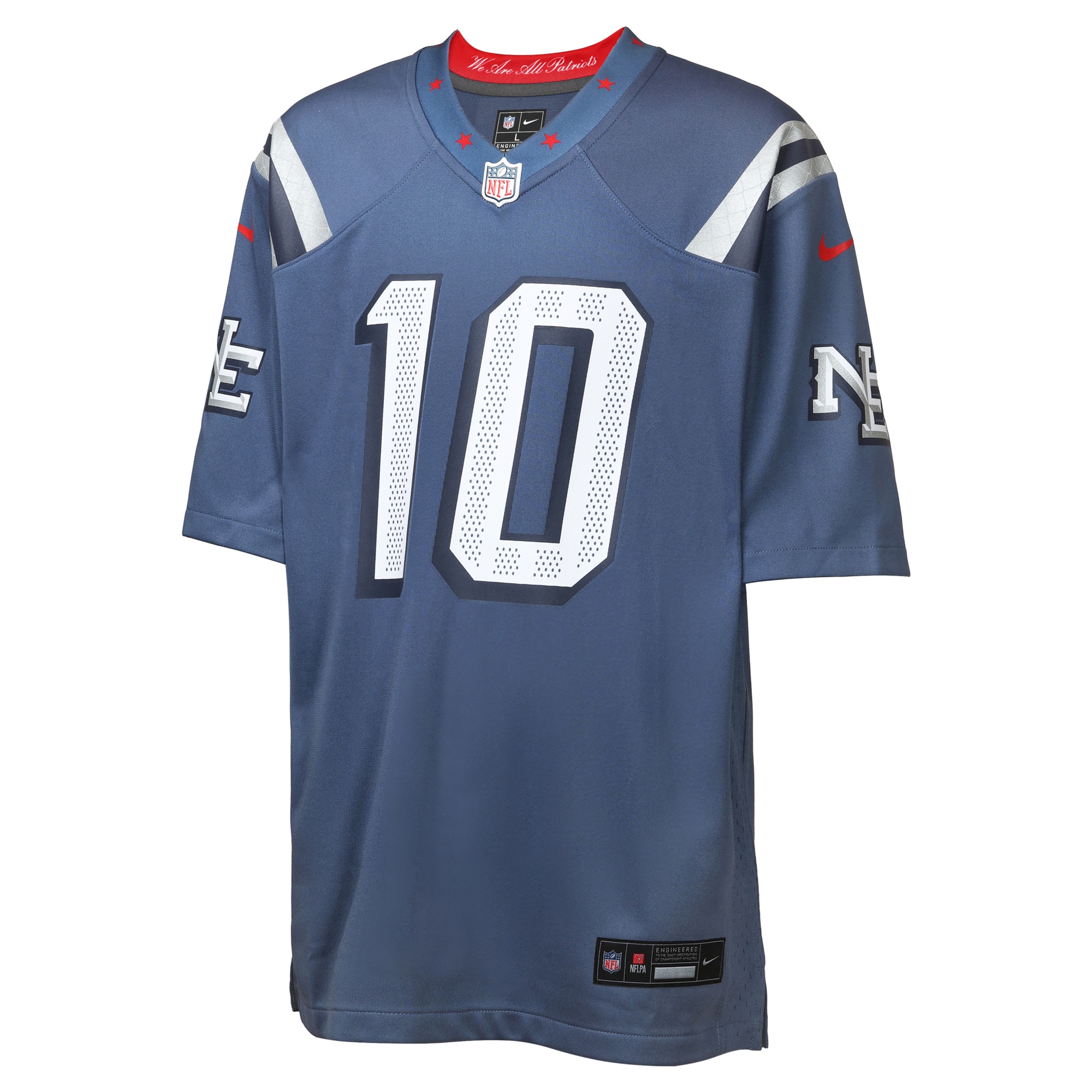 Drake Maye New England Patriots Nike Youth 2025 Rivalries Collection Game Jersey – Storm Blue