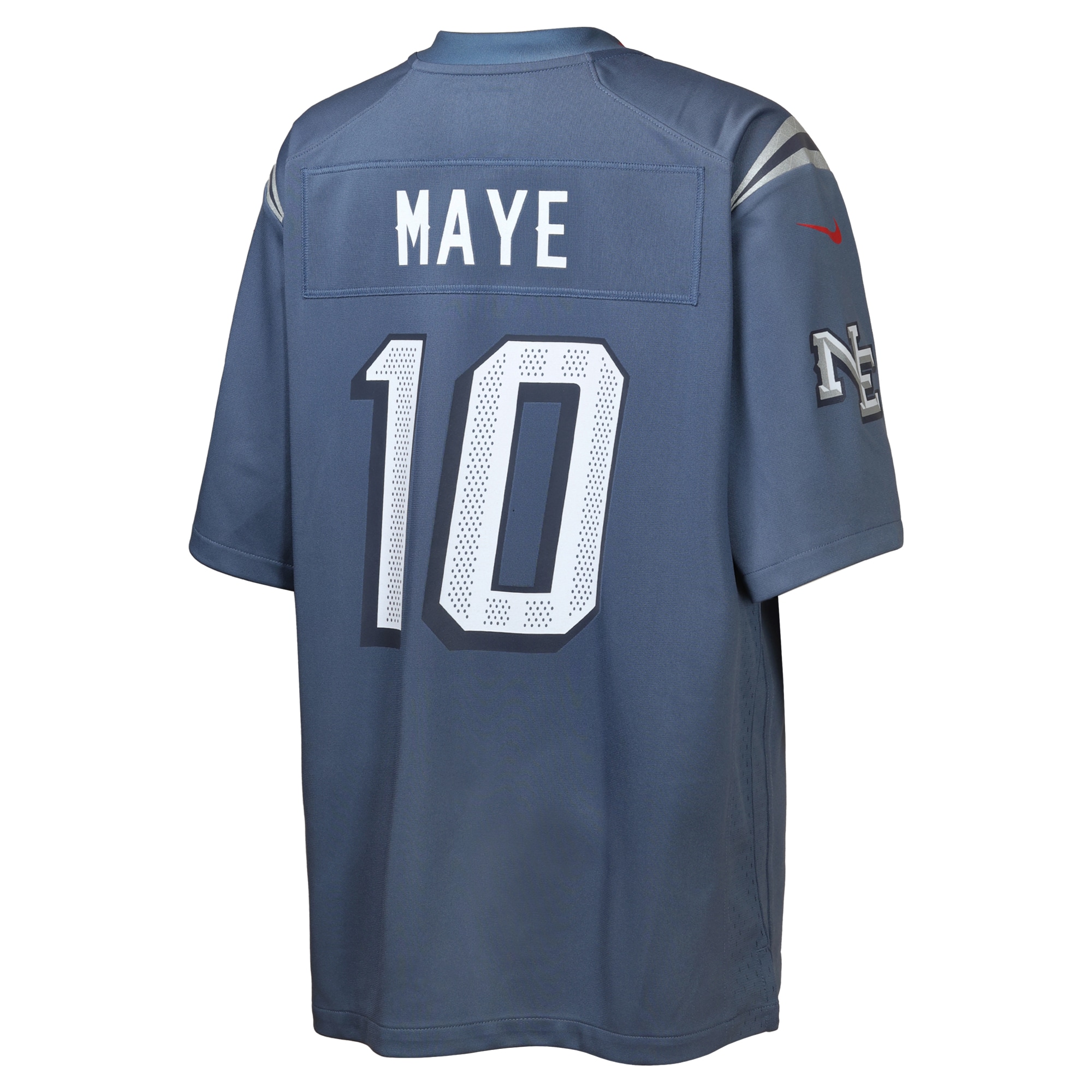 Drake Maye New England Patriots Nike Youth 2025 Rivalries Collection Game Jersey – Storm Blue