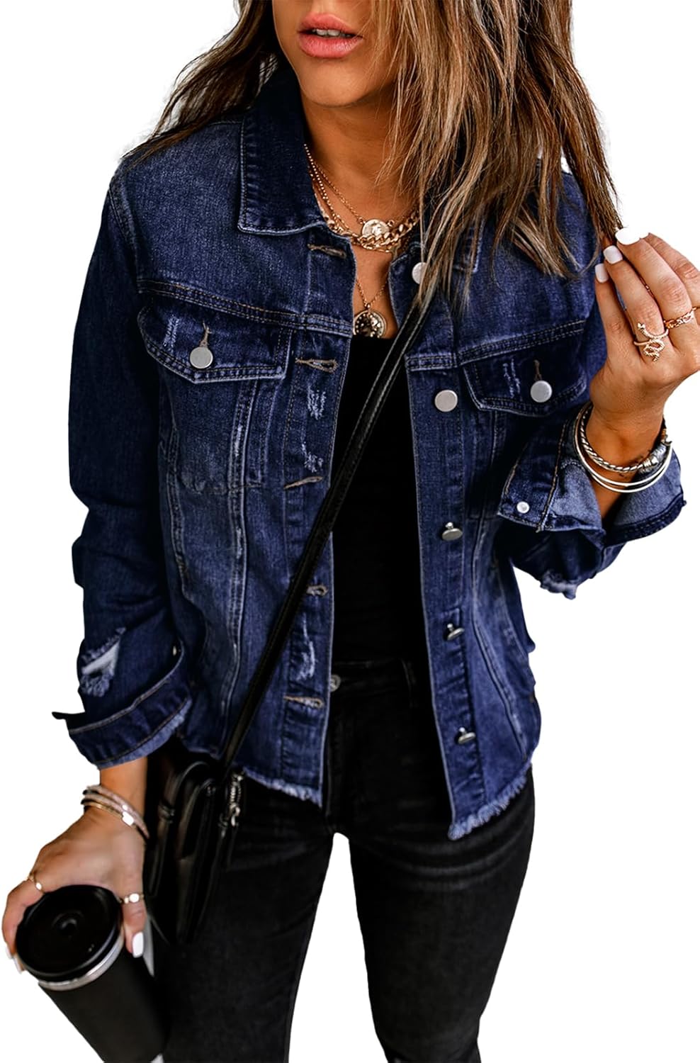 Dreweatts Jean Jacket Woman Distressed Oversized Denim Jacket For Women Trendy