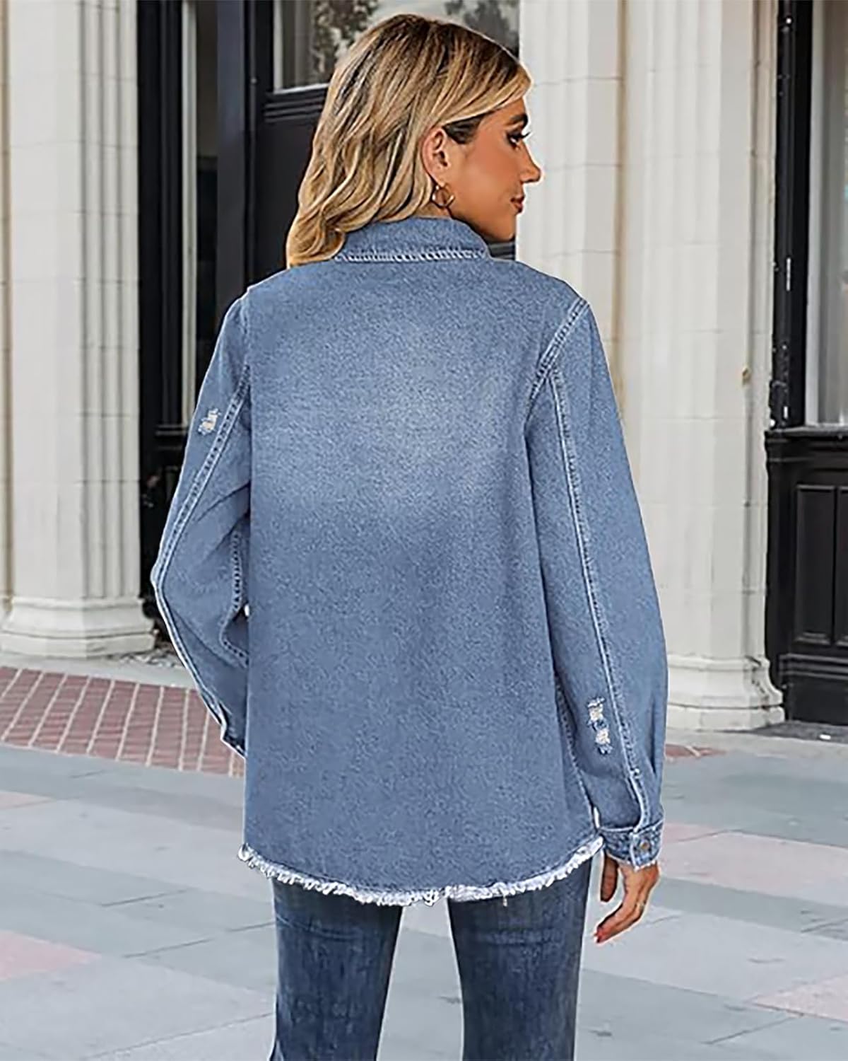 Dreweatts Jean Jacket Woman Distressed Oversized Denim Jacket For Women Trendy