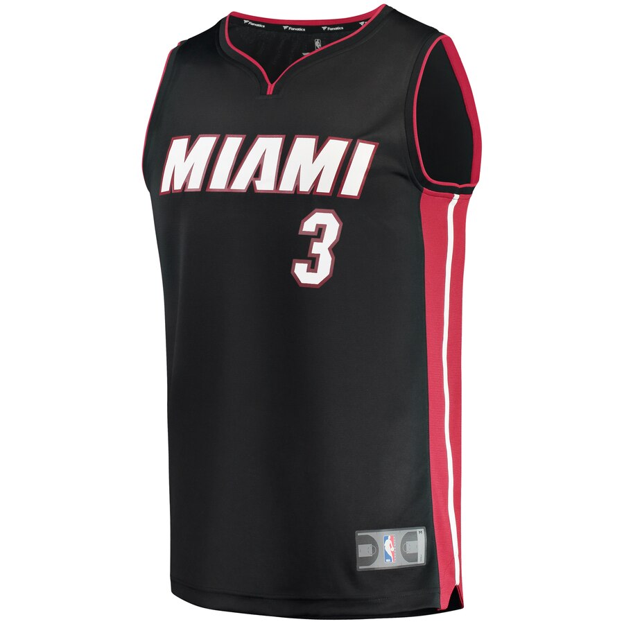 Youth Dwyane Wade Black Jersey - Outstanding Miami Heat #3 Fanatics 2024