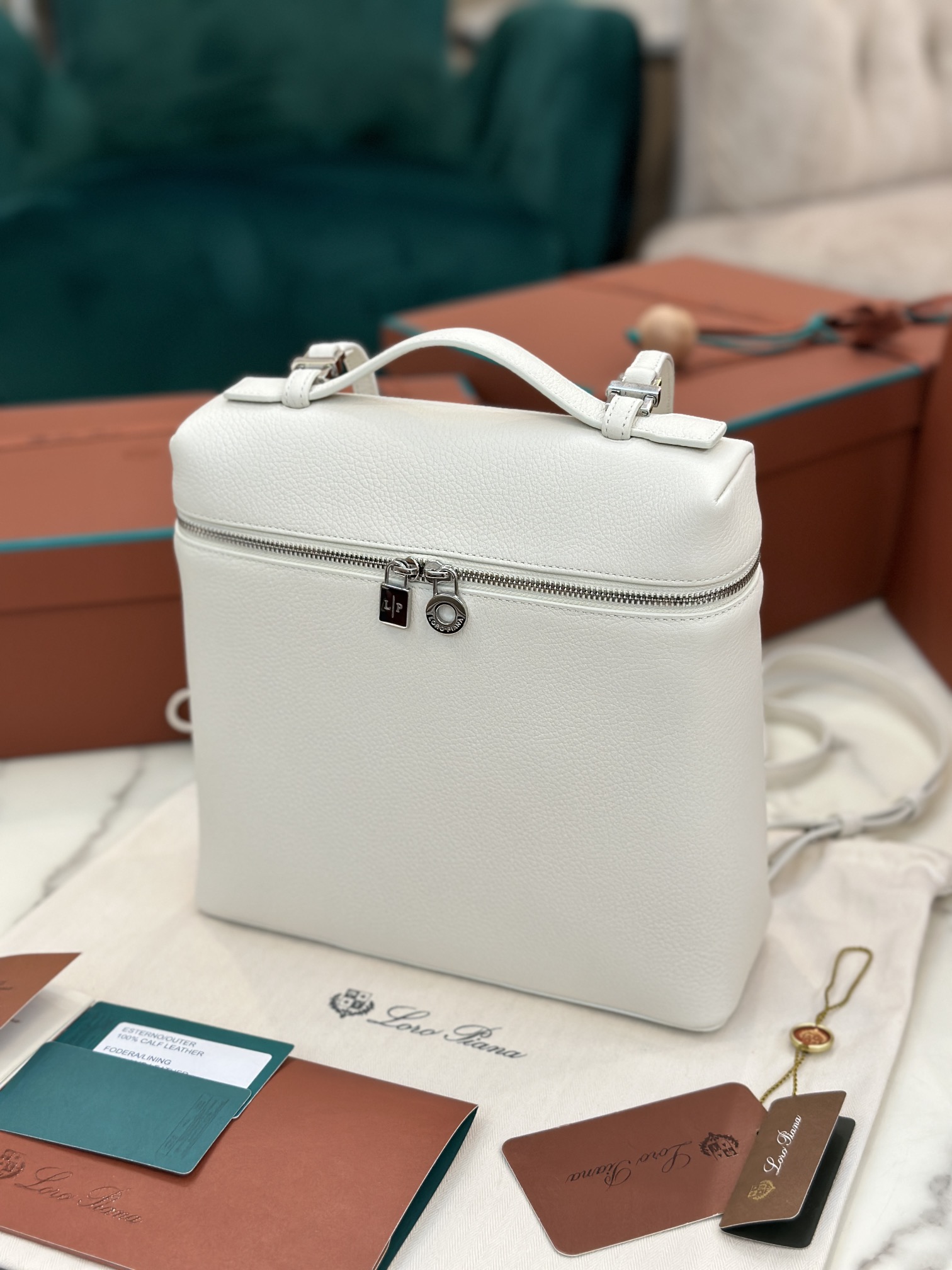 eBay Loro Piana Extra Pocket Backpack bag white