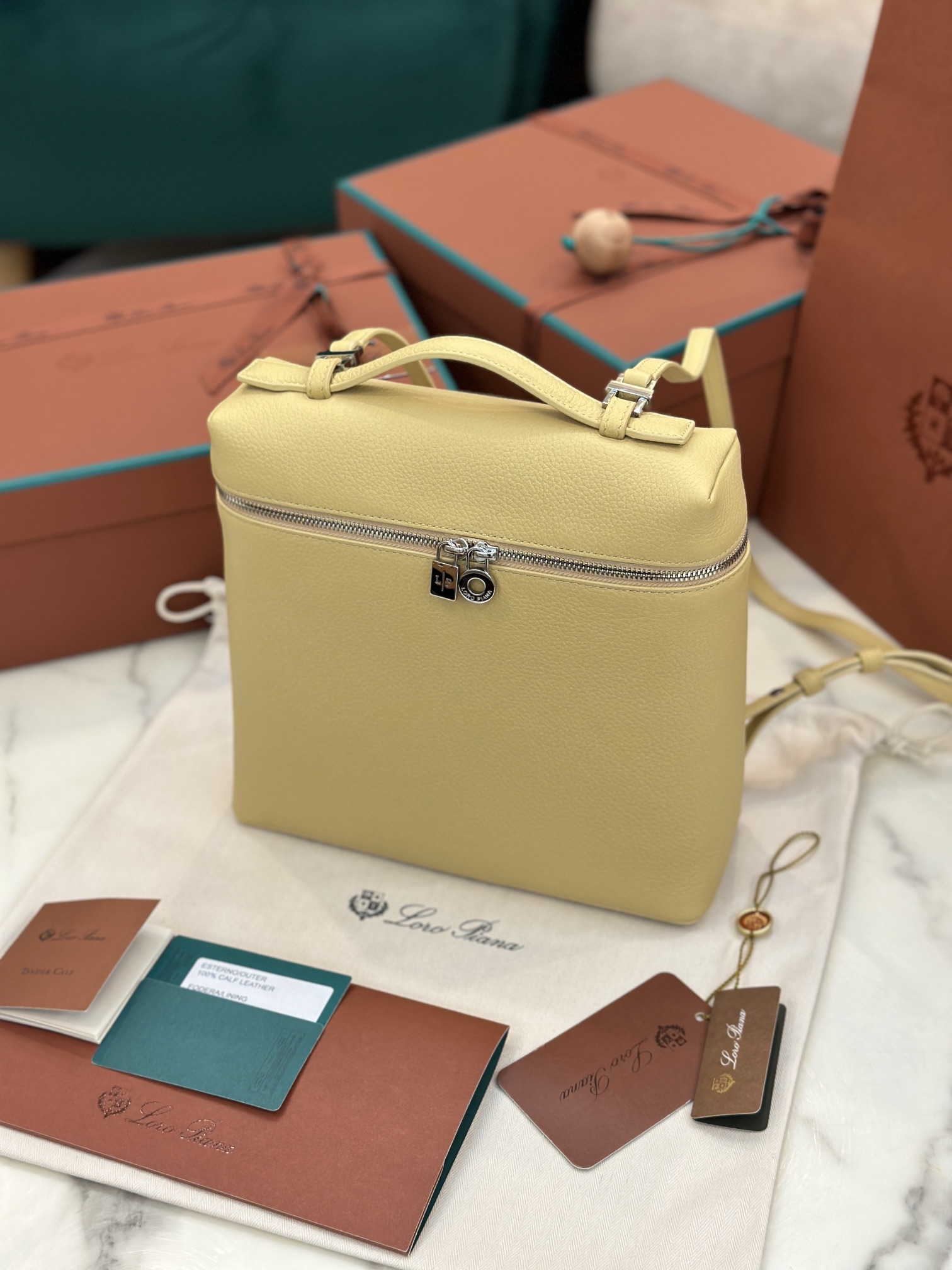 eBay Loro Piana Extra Pocket Backpack bag yellow