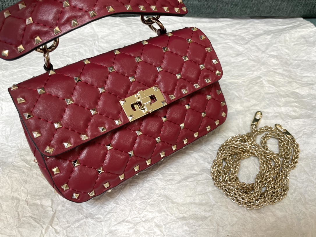 eBay Valentino Red Leather Rockstud Spike Small Crossbody Bag |