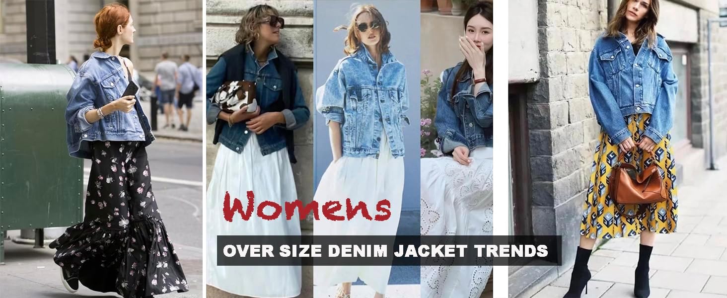 EG CHRIS G Women’s Denim Jacket Loose Relaxed Fit with Pocket Trucker Jean Jacket Coats
