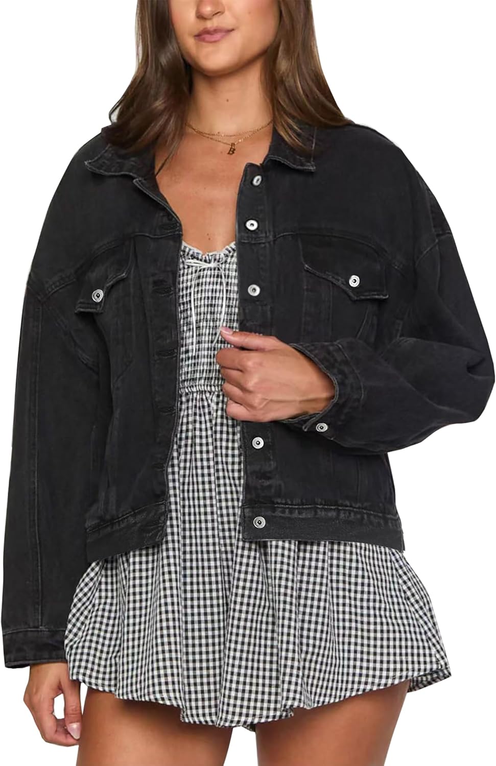 EG CHRIS G Women’s Denim Jacket Loose Relaxed Fit with Pocket Trucker Jean Jacket Coats