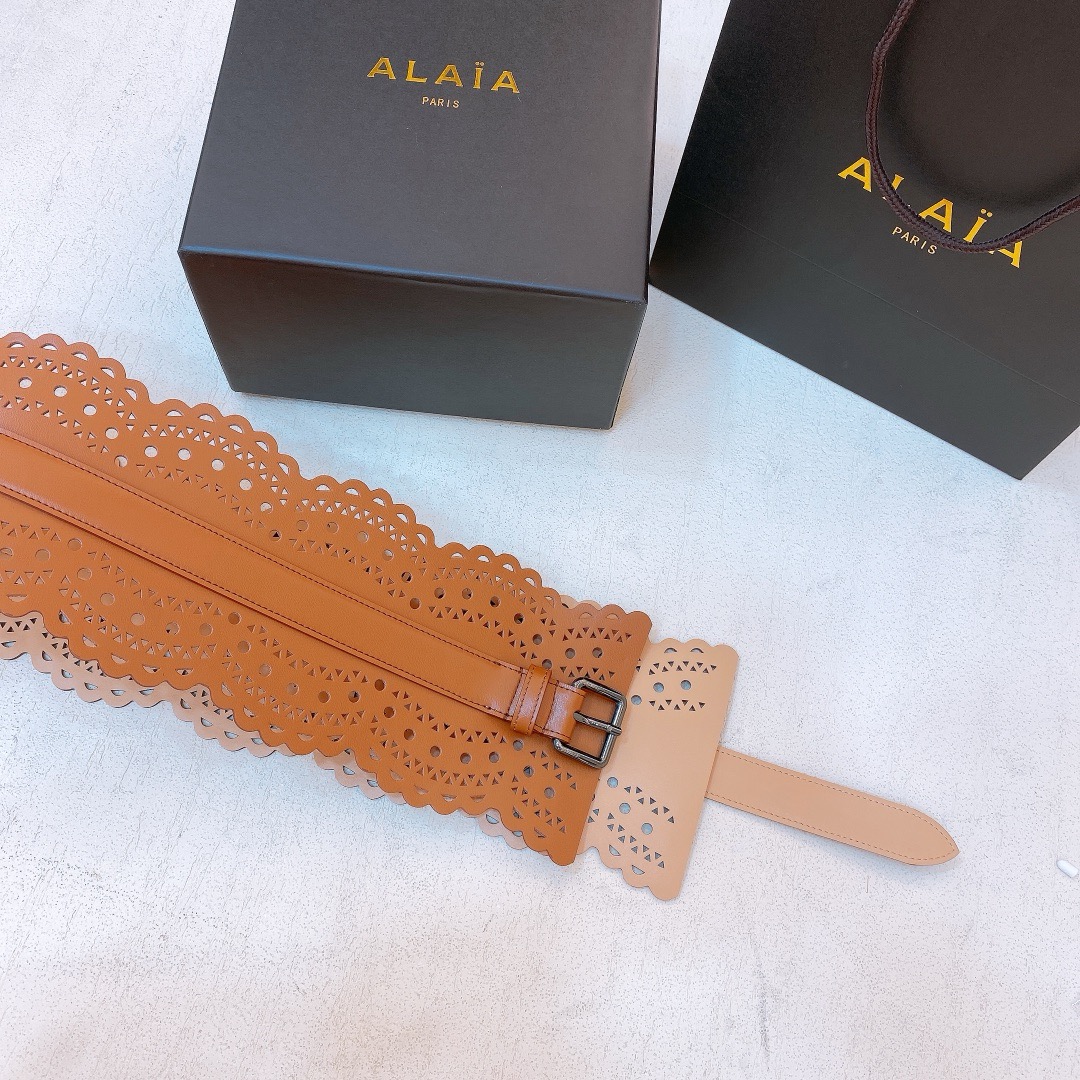 Elegant Brown Women's High Belt -Alaïa