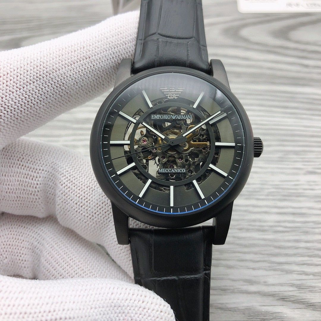 Armani Black Skeleton Watch - Emporio Armani Meccanico Black