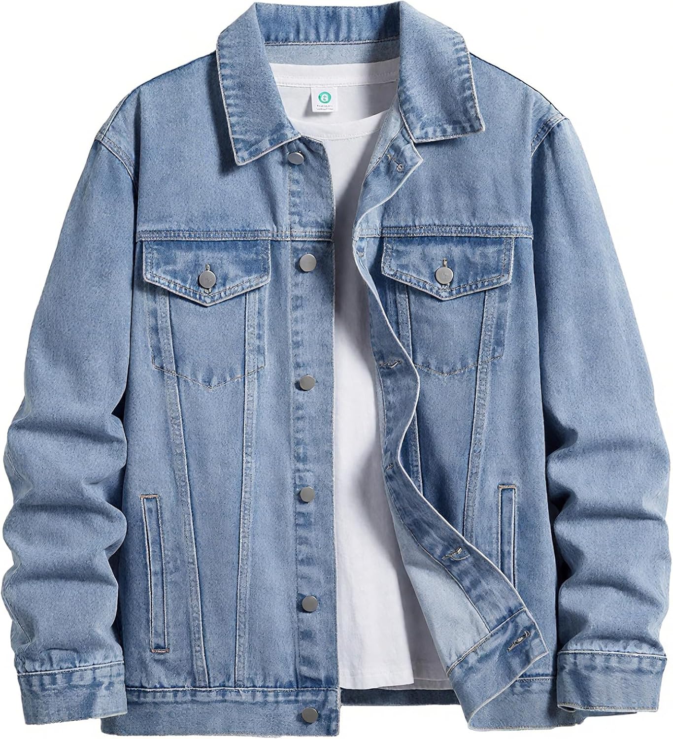 ESDVQ Men’s Denim Jacket Vintage-Inspired Jean Jacket with Multiple Pockets – Cotton Blend, Machine Washable