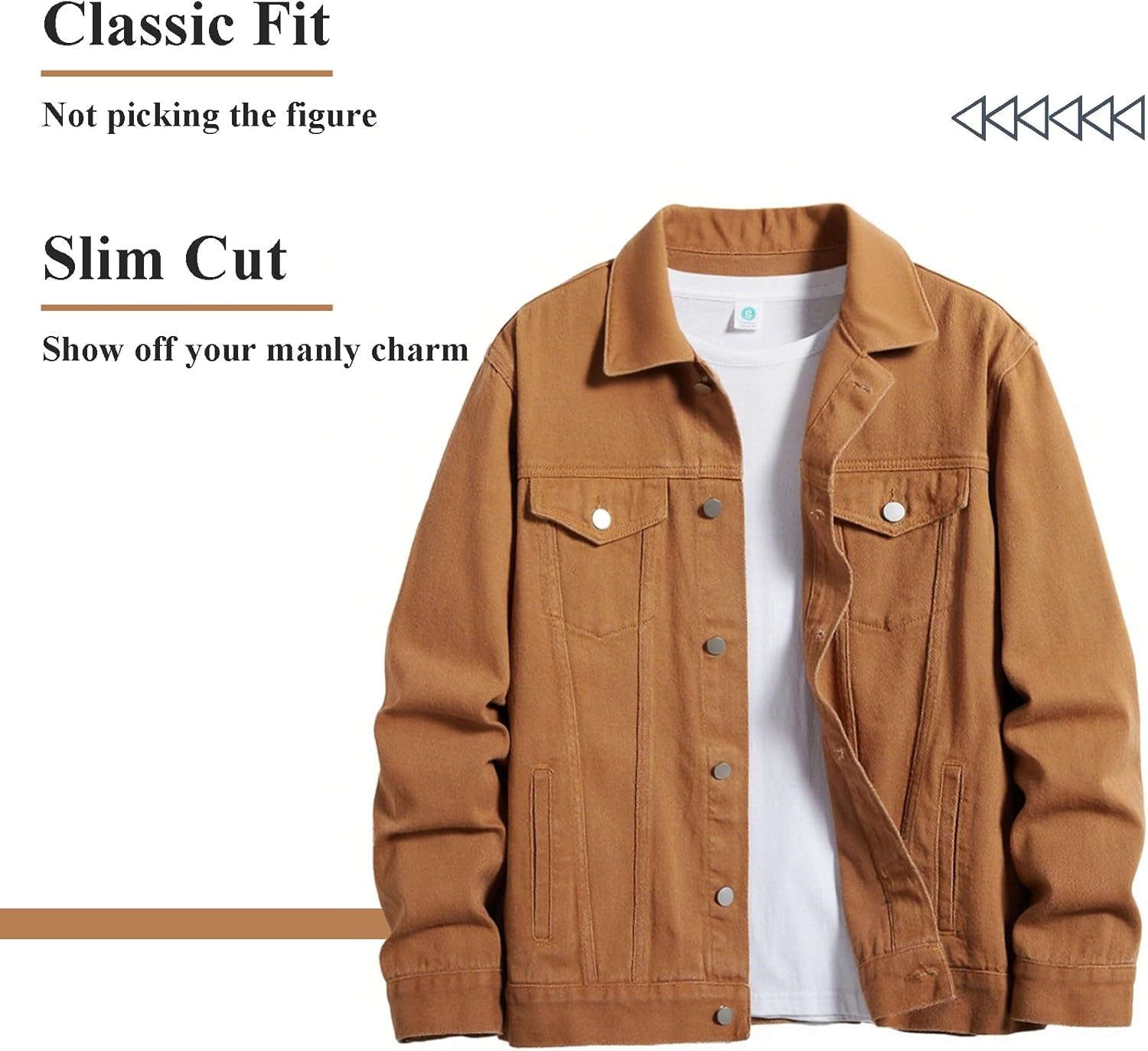 ESDVQ Men’s Denim Jacket Vintage-Inspired Jean Jacket with Multiple Pockets – Cotton Blend, Machine Washable