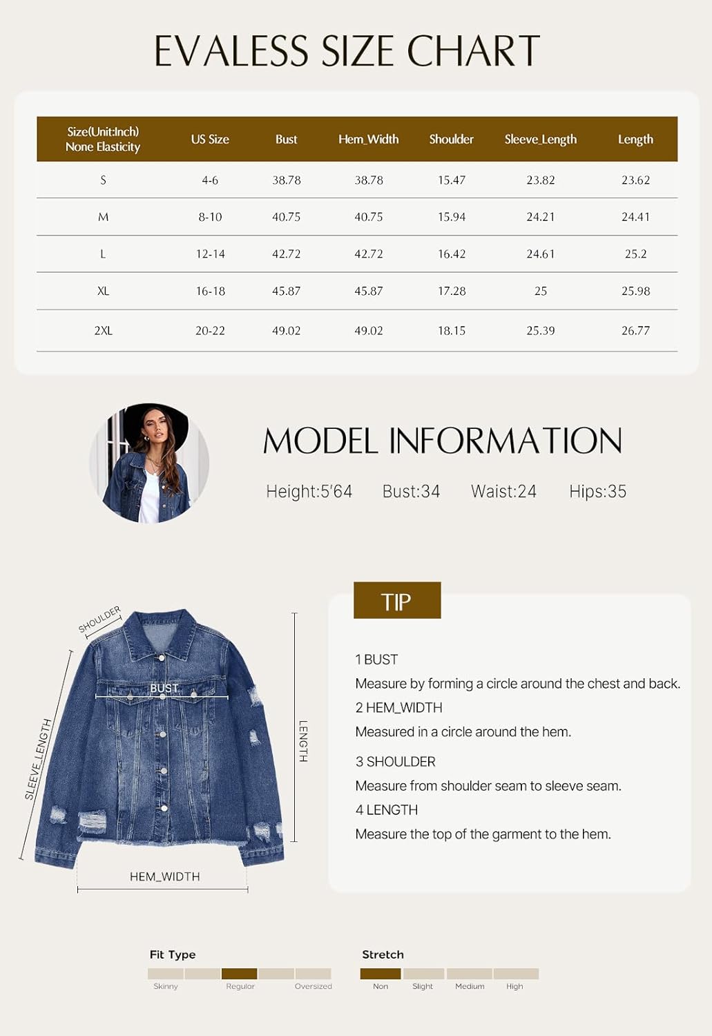 EVALESS Womens Boyfriend Washed Crop Denim Jean Jacket Coat