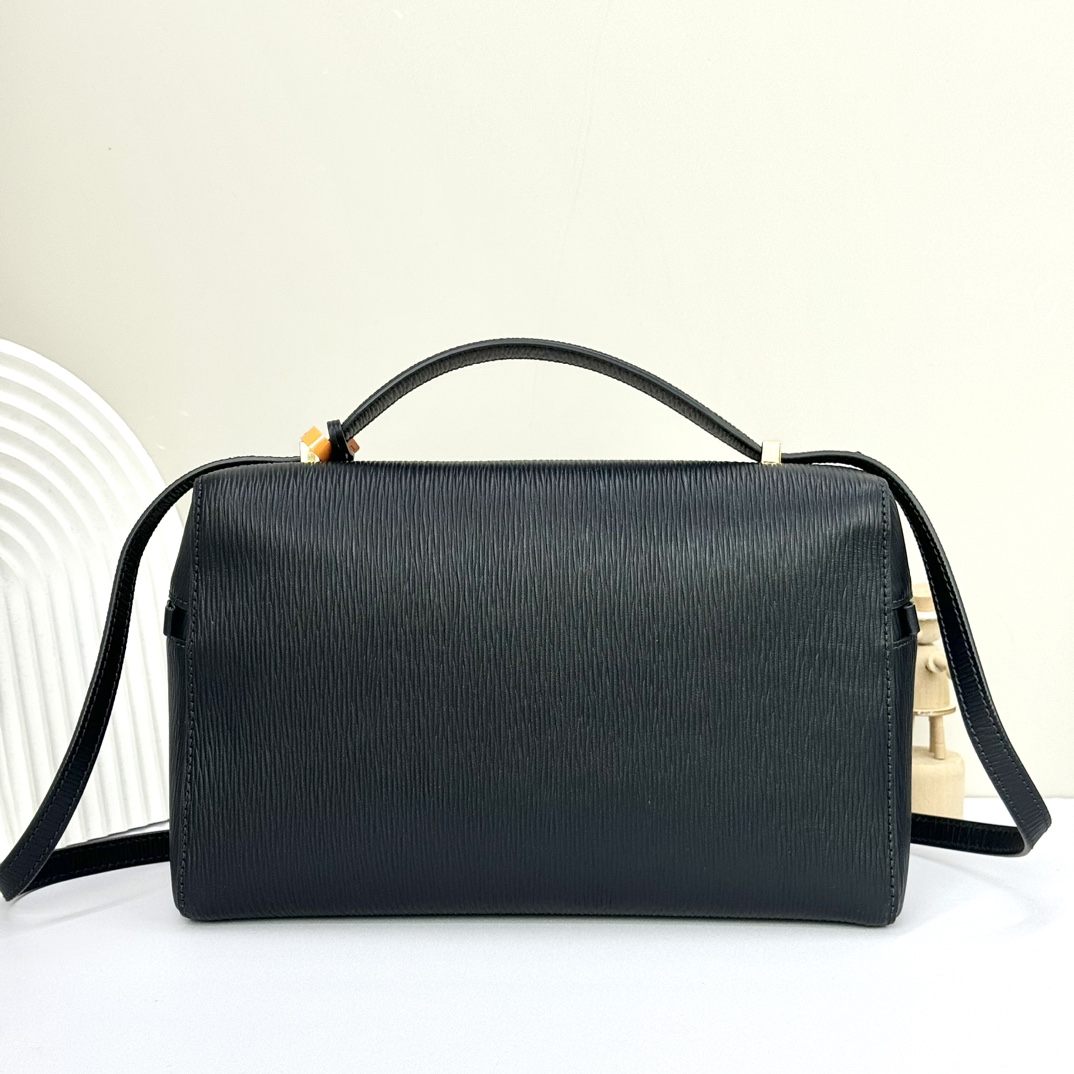 Extra Bag L27 Ox Leather Blue Navy/Sun Gold - Loro Piana