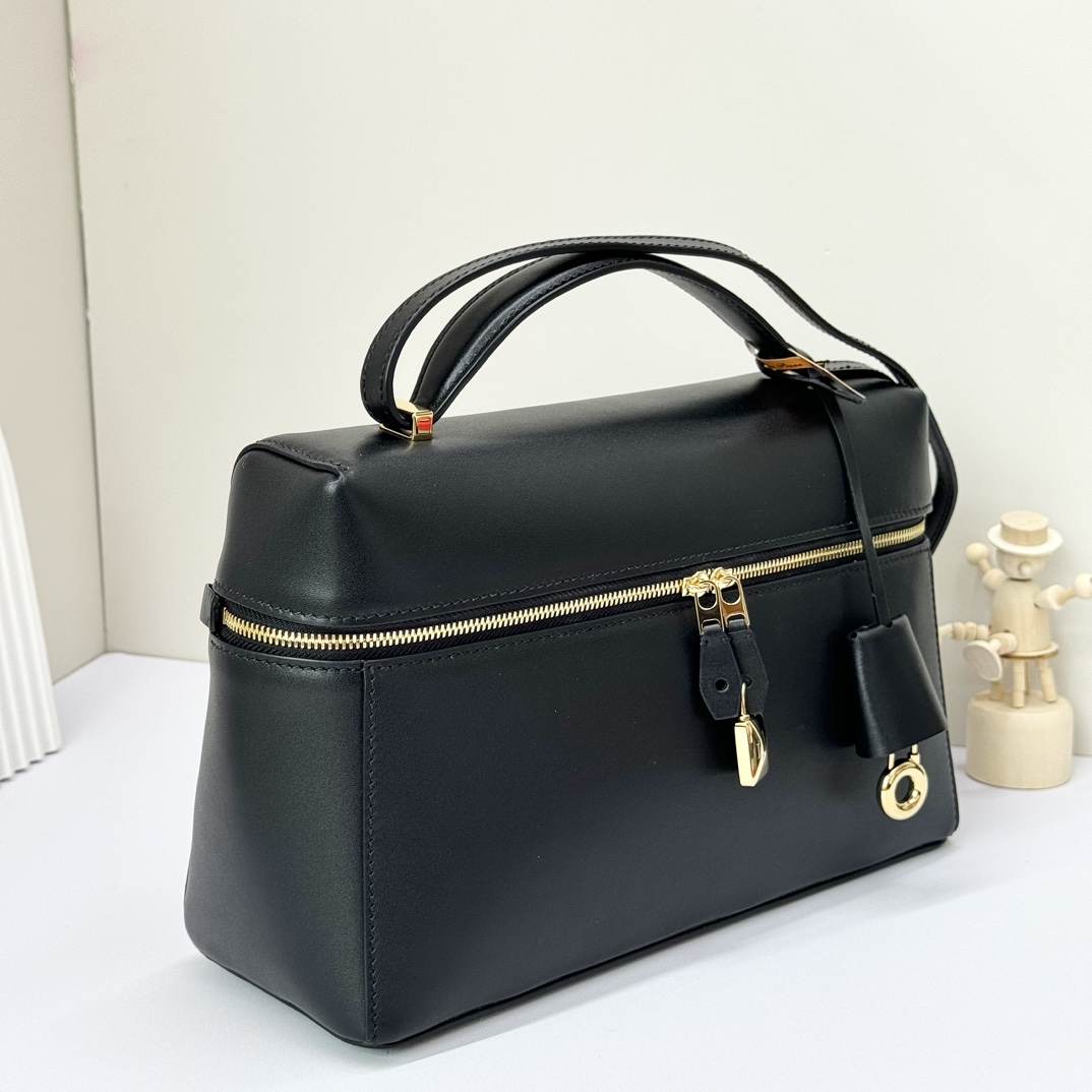 Extra L27 leather crossbody bag in black - Loro Piana