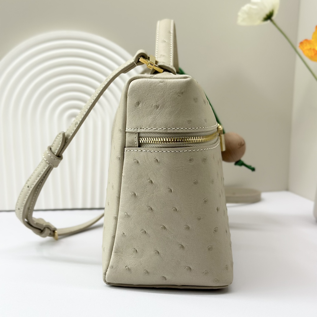 Extra pocket exotic leathers handbag Loro Piana Grey in