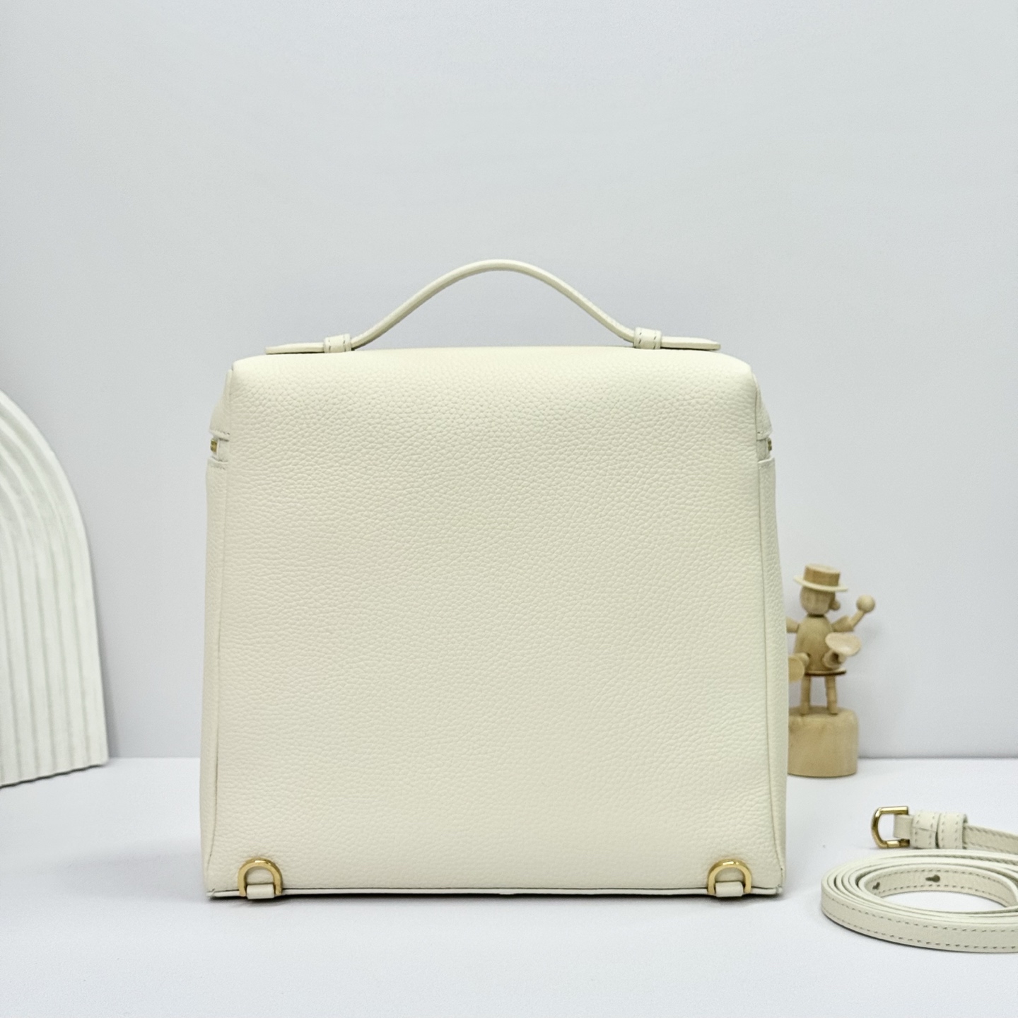 Extra pocket leather crossbody bag Loro Piana bag white.