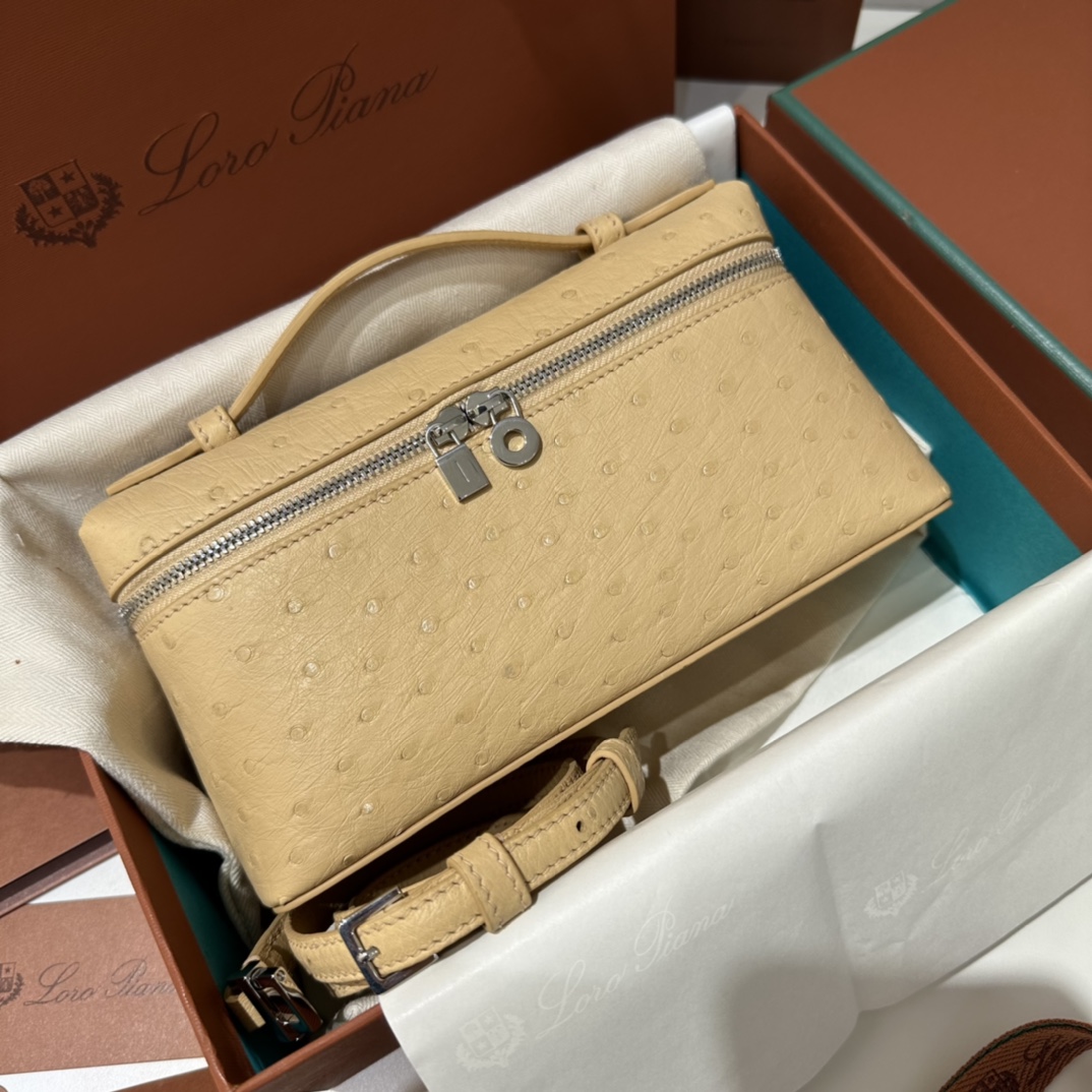 Extra pocket leather crossbody bag Loro Piana Beige in Leath