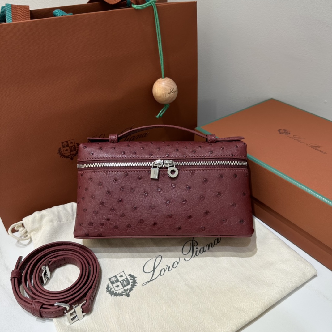 Extra pocket leather crossbody bag Loro Piana dark red in Leath