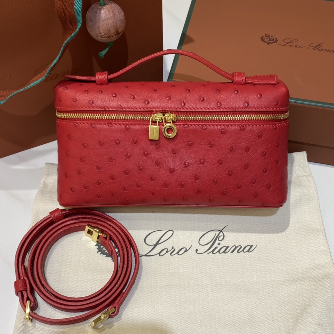 Extra pocket leather crossbody bag Loro Piana red in Leath