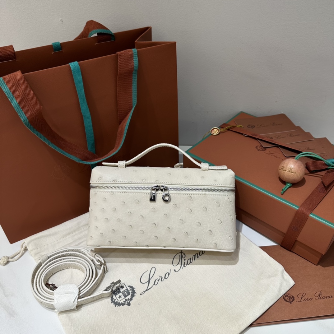 Extra pocket leather crossbody bag Loro Piana white in Leath