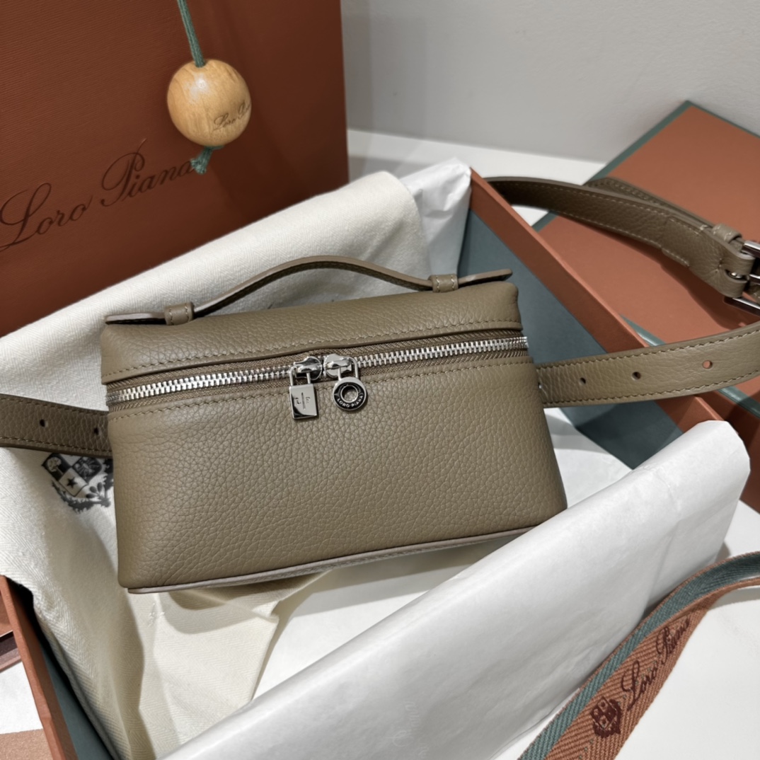 Extra pocket leather handbag Loro Piana gray in Leather