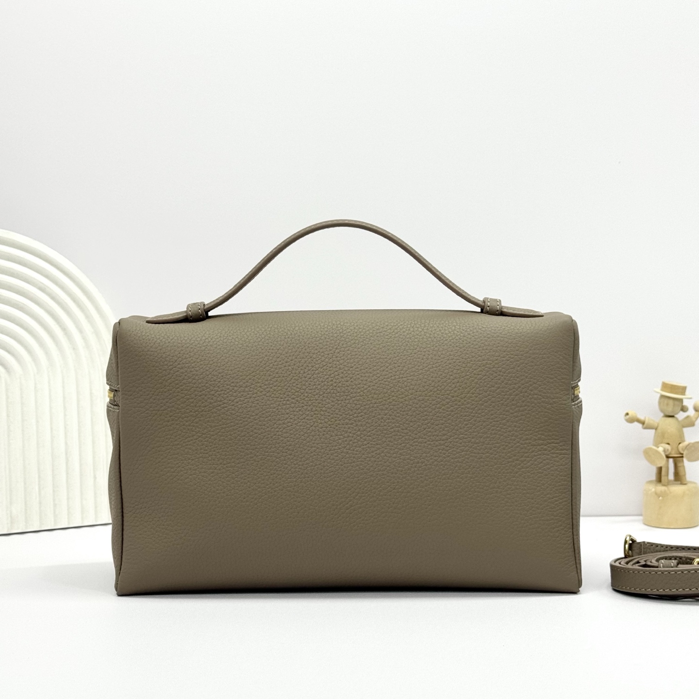 Extra pocket leather handbag Loro Piana Grey green  in Leather