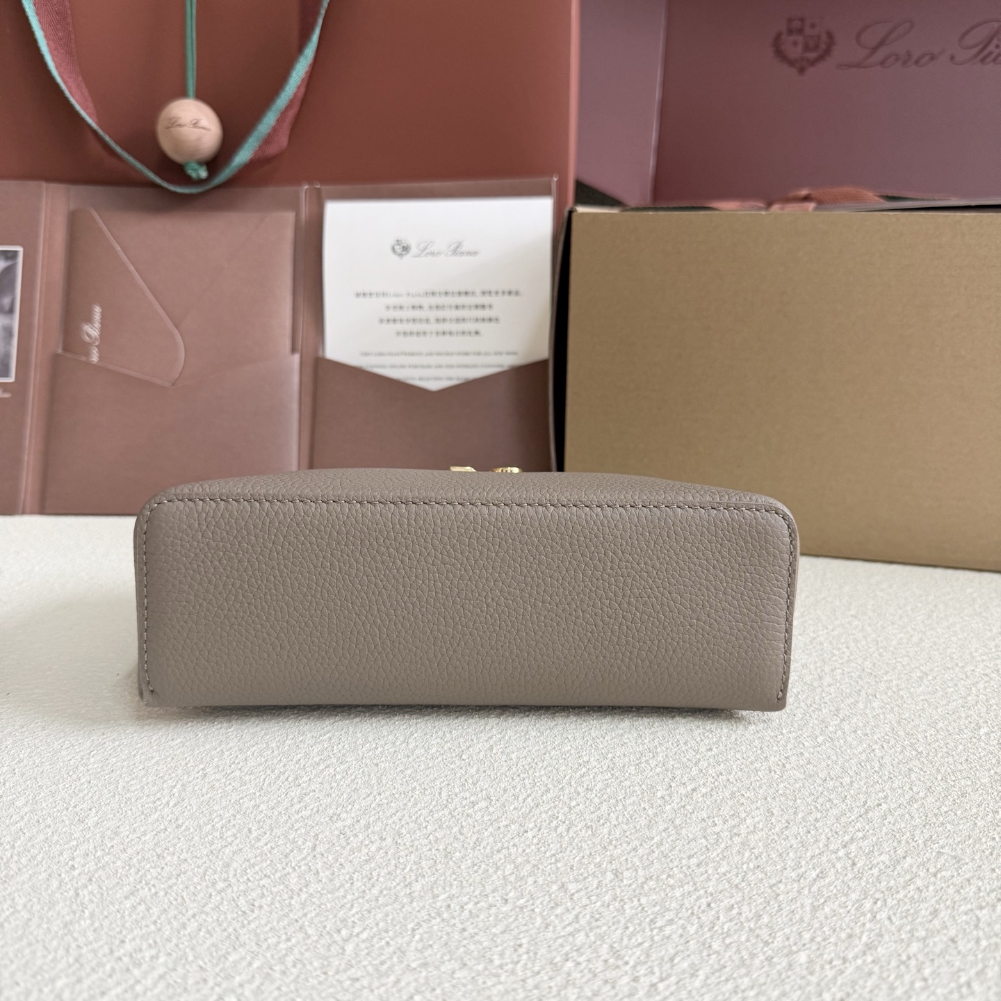 Extra pocket leather handbag Loro Piana Grey in Leather