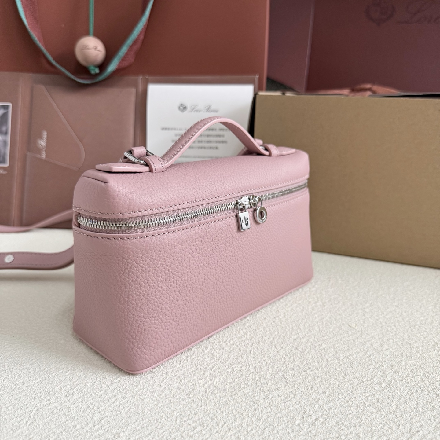 Extra pocket leather handbag Loro Piana Pink in Leather -