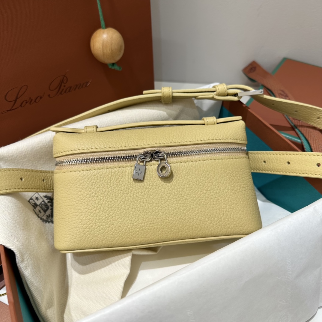 Extra pocket leather handbag Loro Piana yellow in Leather