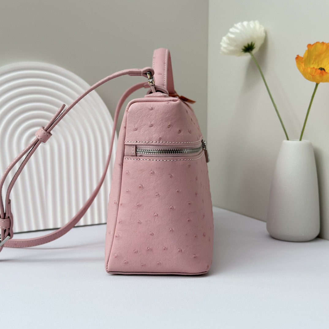 Extra pocket ostrich crossbody bag Loro Piana Pink in Ostrich
