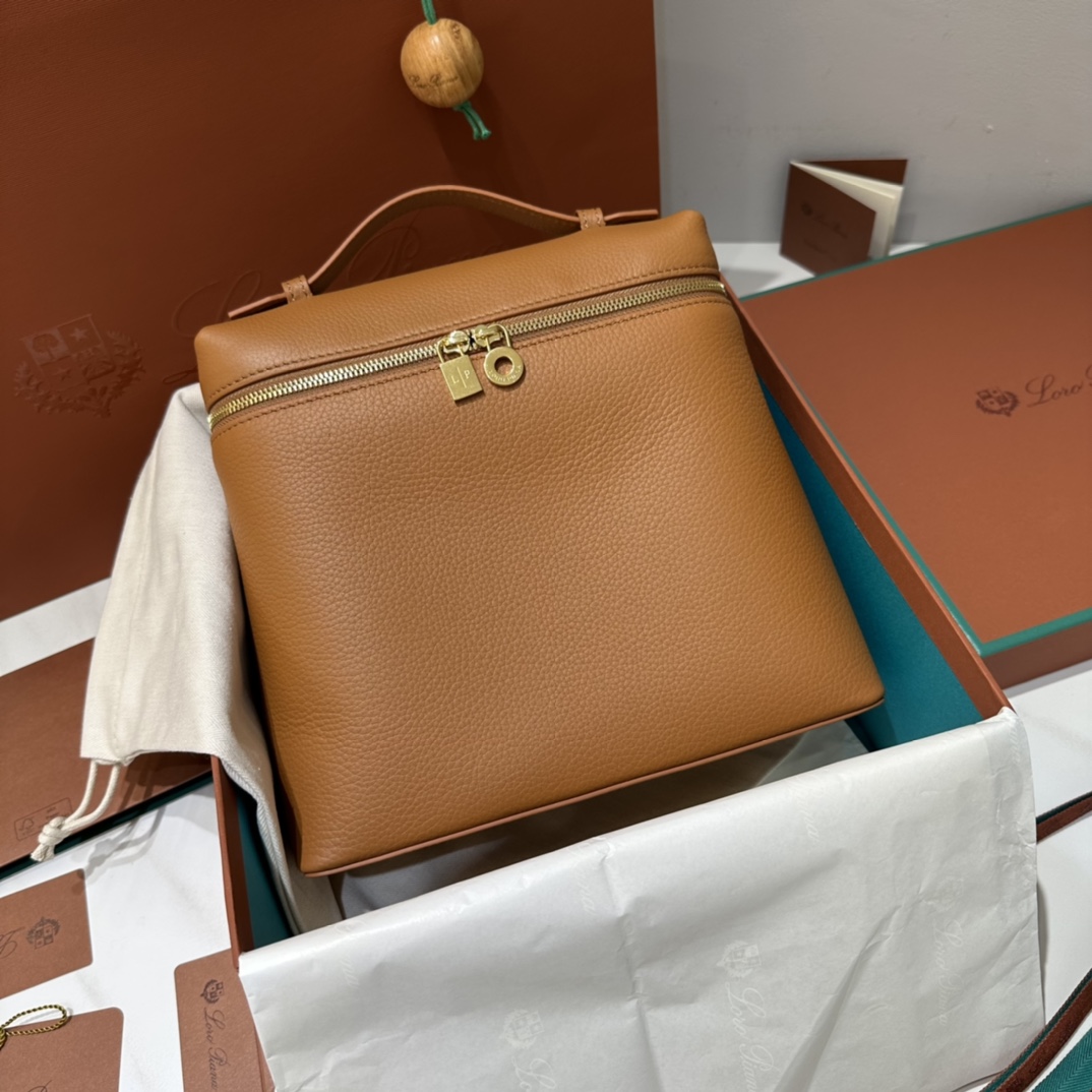 Fashionphile LORO PIANA Grained Calfskin L23.5 Extra Pocket Backpack Warm Tan 1440955