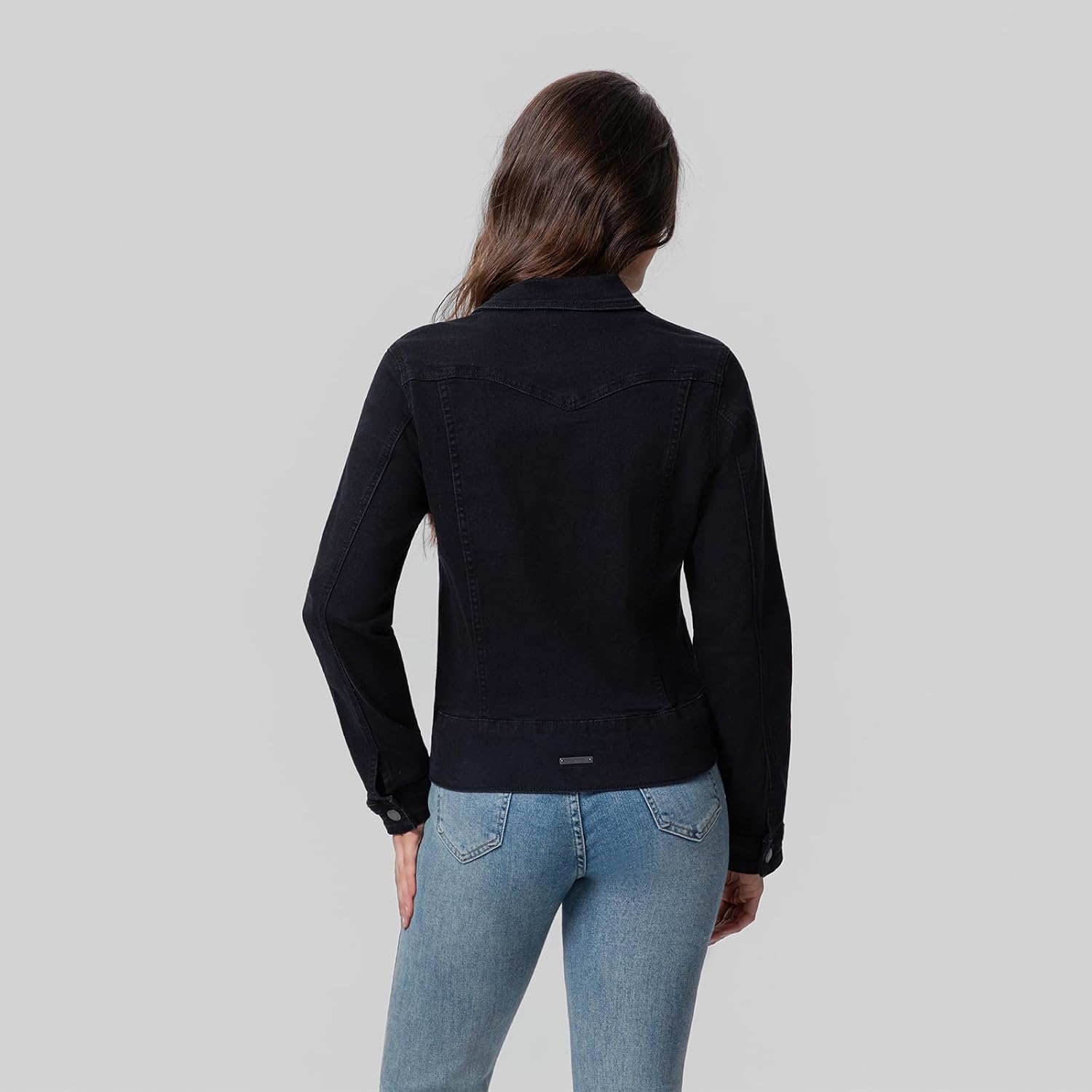 FASHIONSPARK Women’s Basic Button Down Denim Jacket, Casual Long Sleeve Fitted Jean Jacket with Pockets