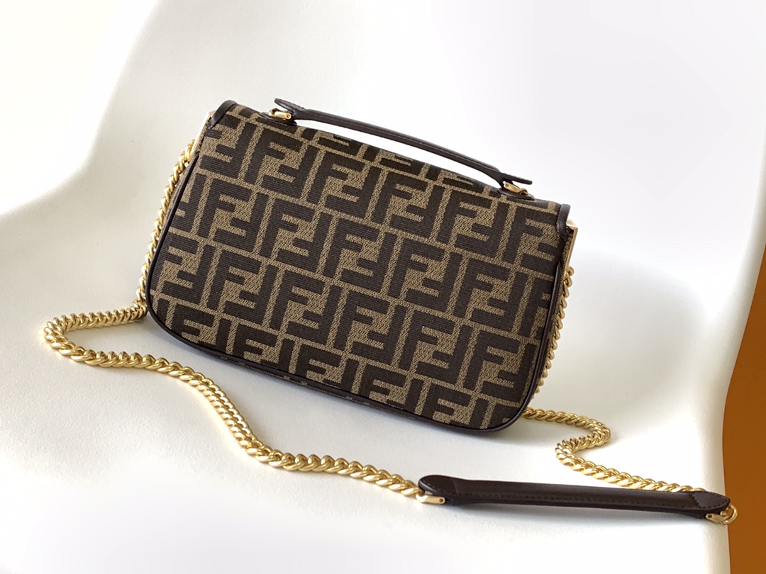 Fendi | Bags | Fendi Baguette Chain Midi Ff Jacquard Fabric