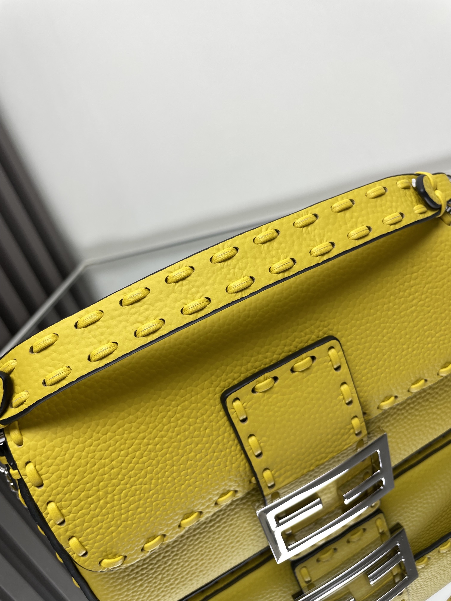 Fendi Baguette Mini Cuoio Romano leather Yellow | Fendi