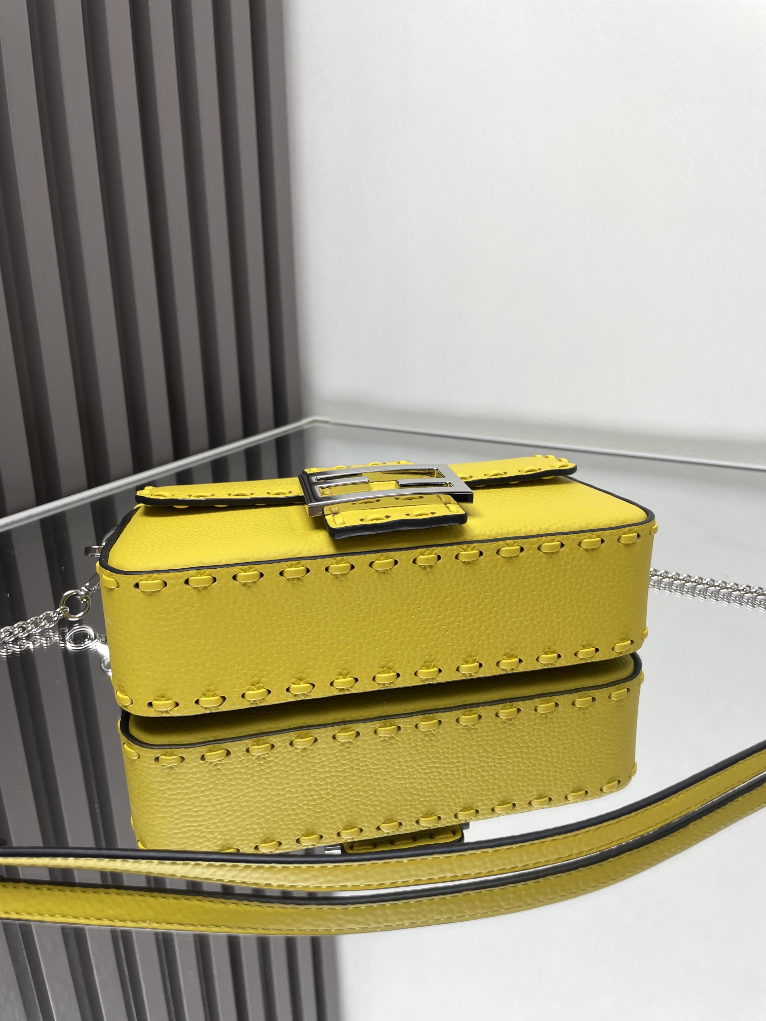 Fendi Baguette Mini Cuoio Romano leather Yellow | Fendi