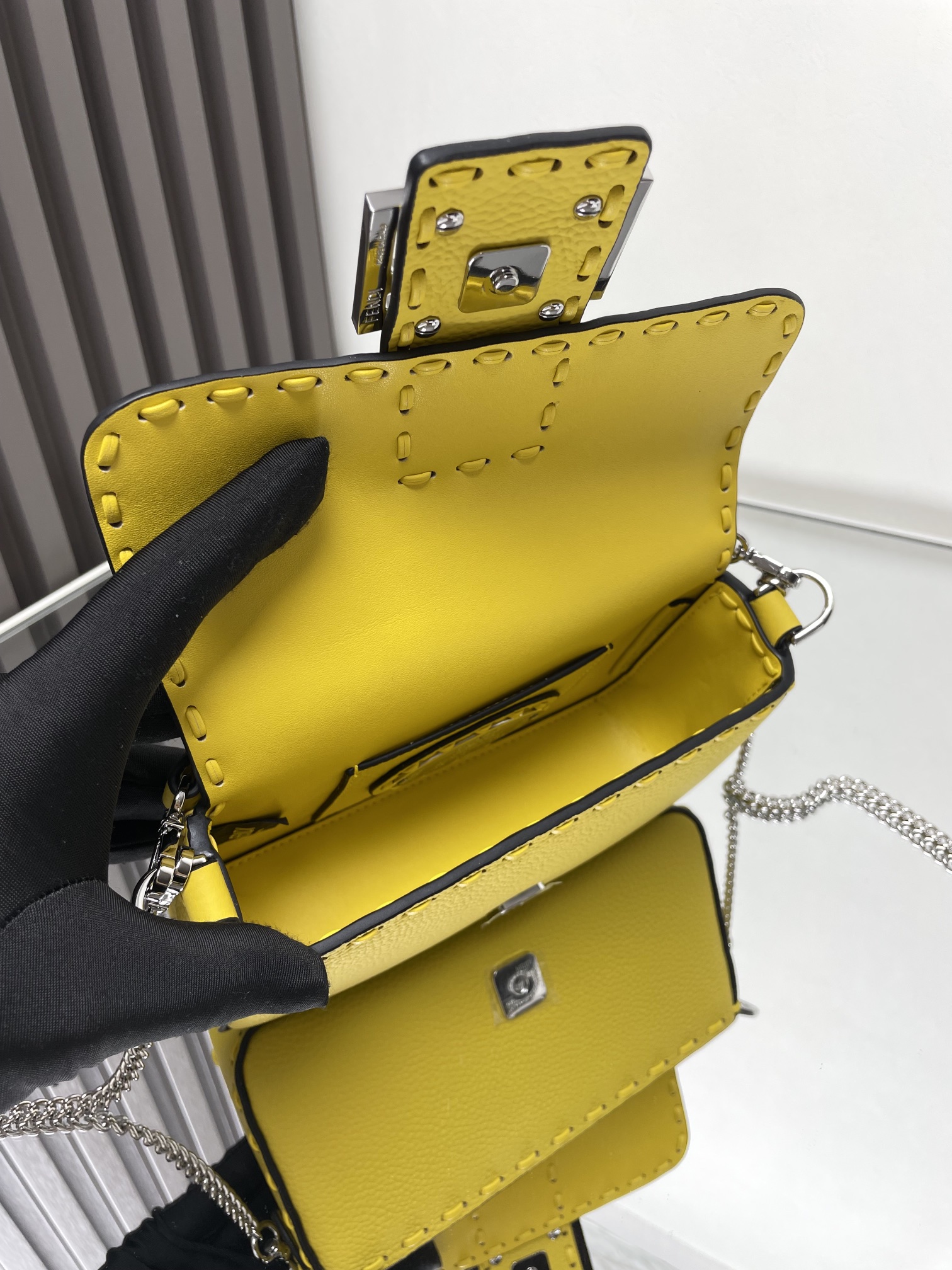 Fendi Baguette Mini Cuoio Romano leather Yellow | Fendi