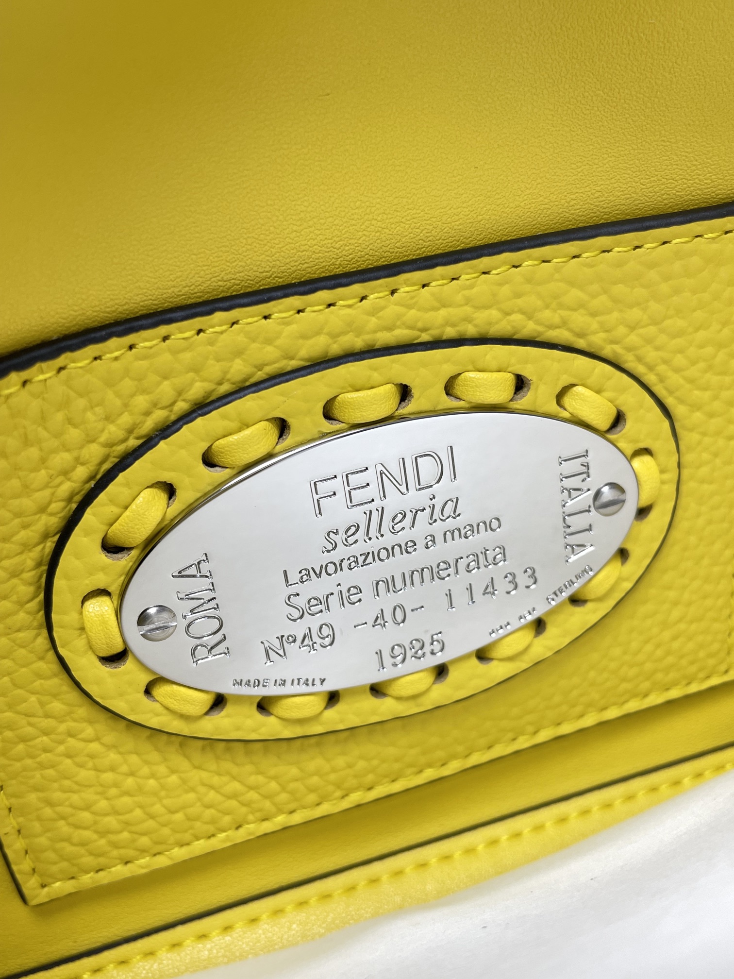Fendi Baguette Mini Cuoio Romano leather Yellow | Fendi