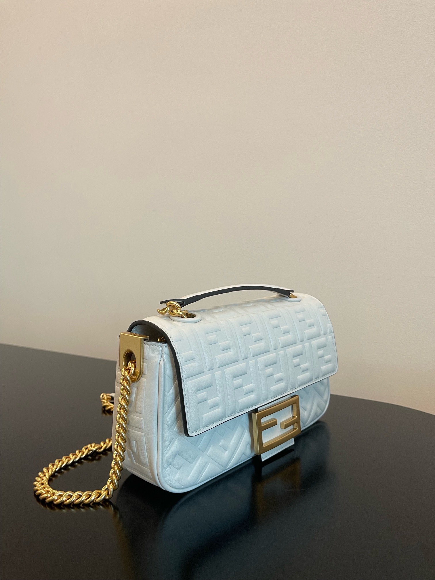 Fendi Baguette Mini Leather Bag 'White'